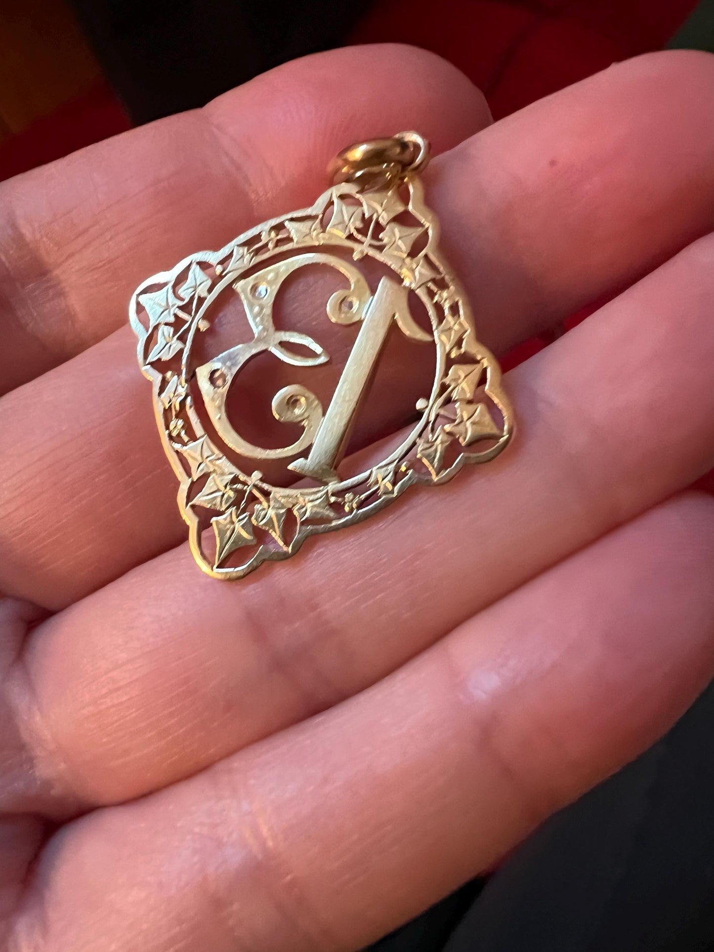 FRENCH Antique RUBY Lucky Number # 13 Pendant Rose Cut DIAMOND 18k Gold Belle Epoque Victorian Medal Ivy Thirteen Amulet Love Token Figural
