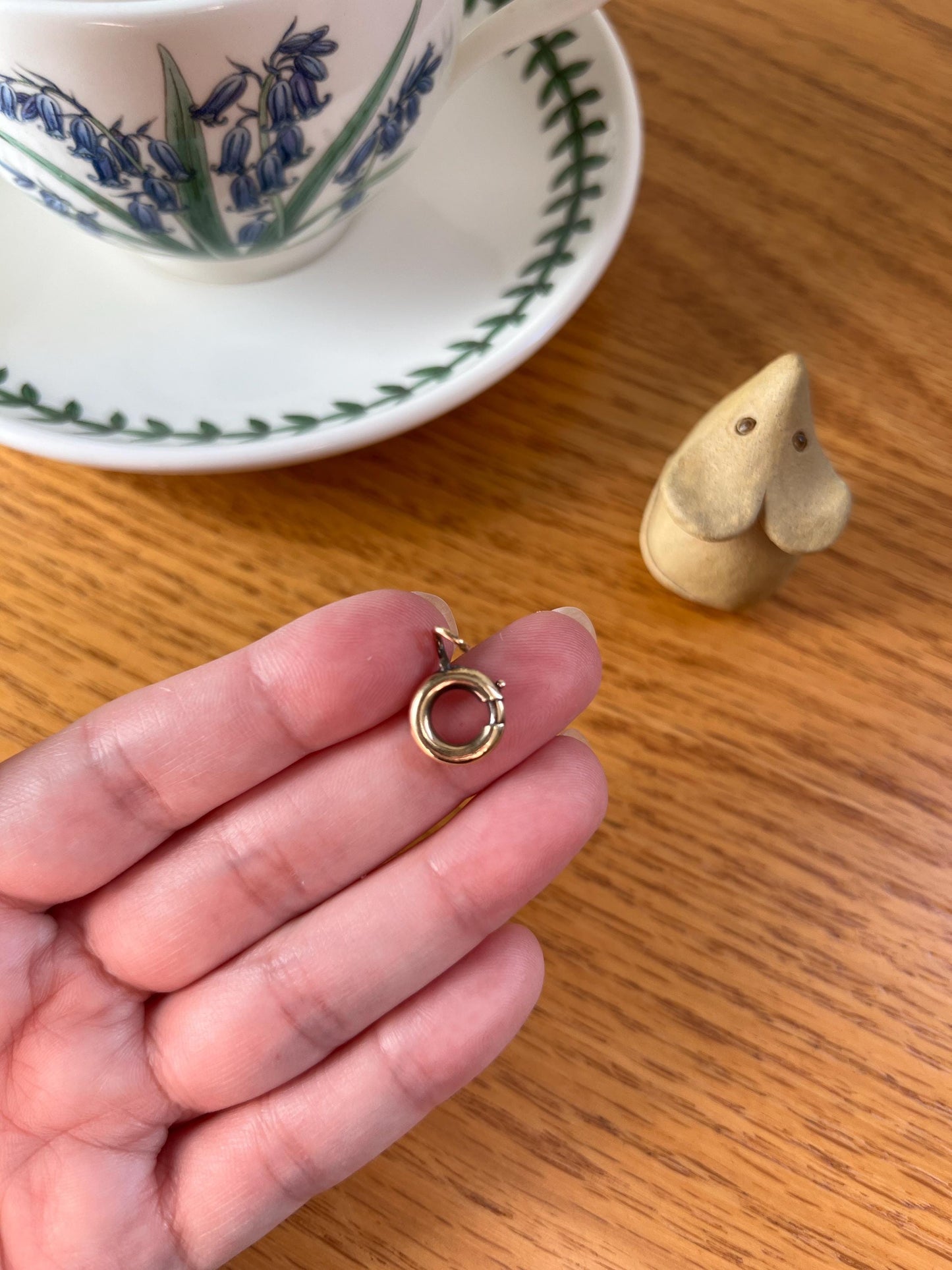 ANTIQUE Spring Ring French 1.1g 18k Gold Solid 11mm Clasp Clip Pendant Holder Connector Extender Neckmess Neckstack Sturdy Parts Findings