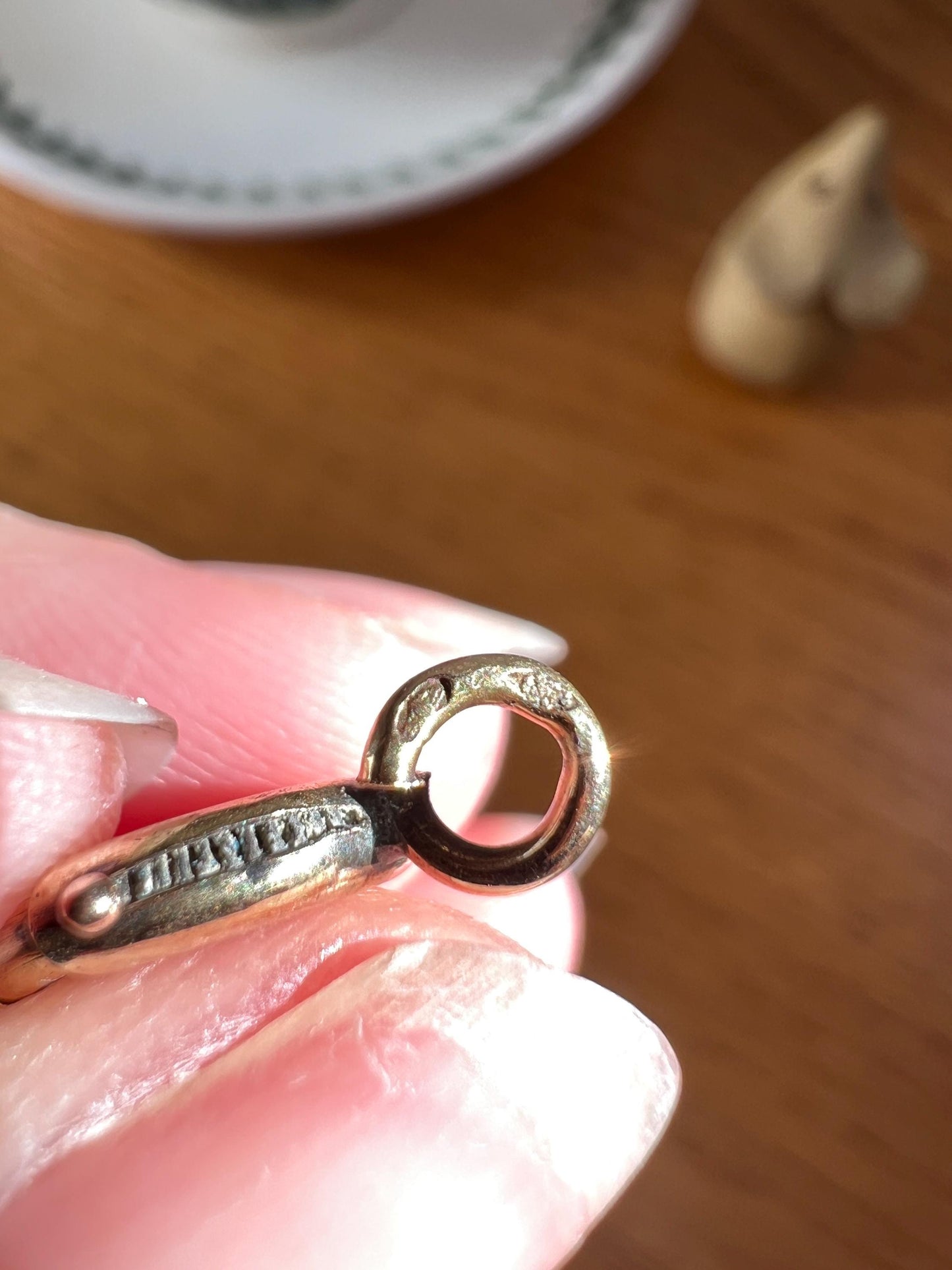 ANTIQUE Spring Ring French 1.1g 18k Gold Solid 11mm Clasp Clip Pendant Holder Connector Extender Neckmess Neckstack Sturdy Parts Findings