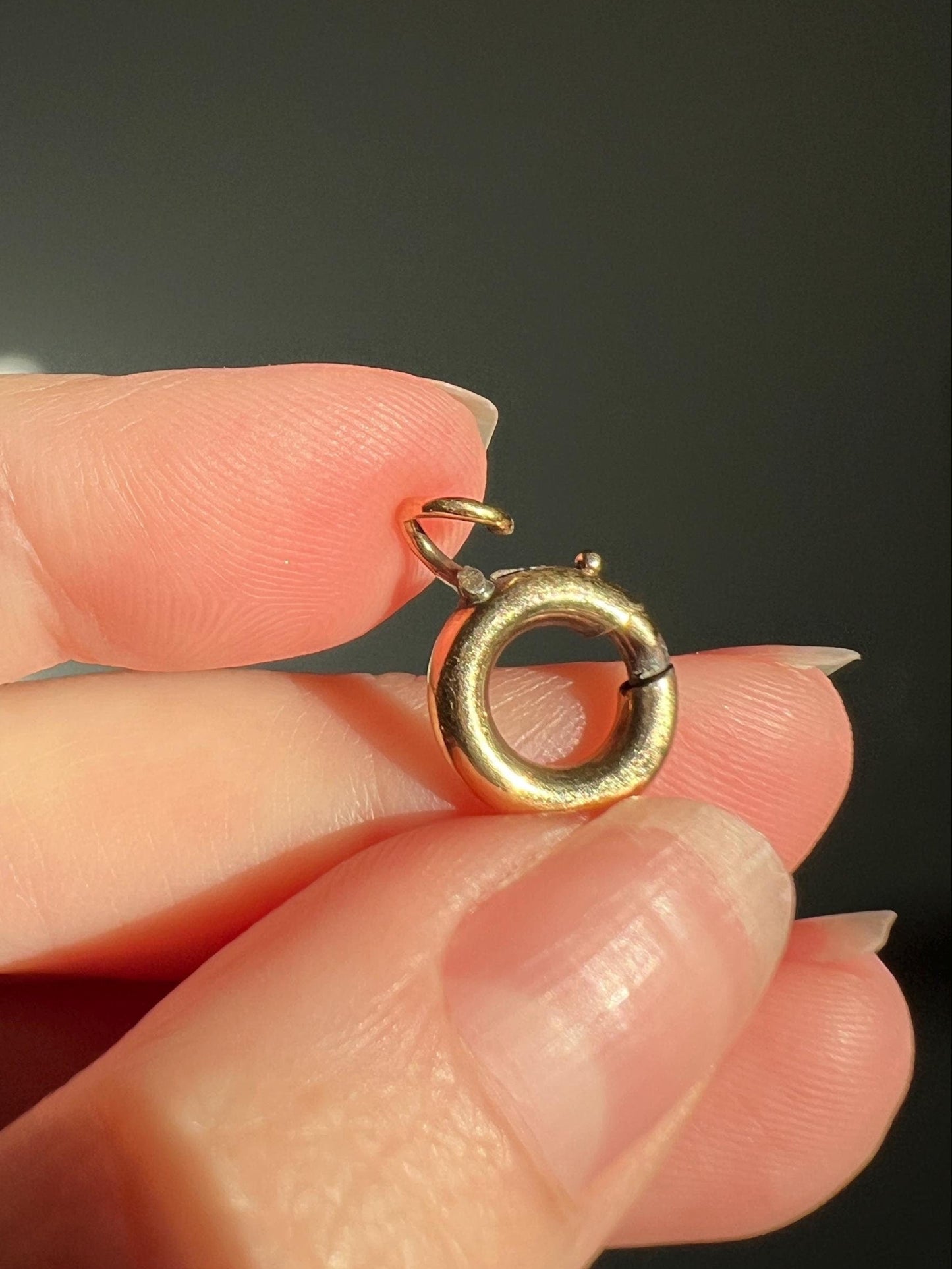 ANTIQUE Spring Ring French 1.1g 18k Gold Solid 11mm Clasp Clip Pendant Holder Connector Extender Neckmess Neckstack Sturdy Parts Findings