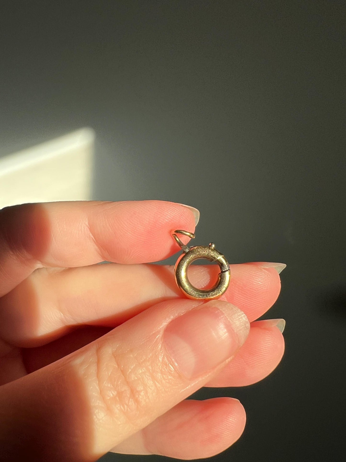 ANTIQUE Spring Ring French 1.1g 18k Gold Solid 11mm Clasp Clip Pendant Holder Connector Extender Neckmess Neckstack Sturdy Parts Findings