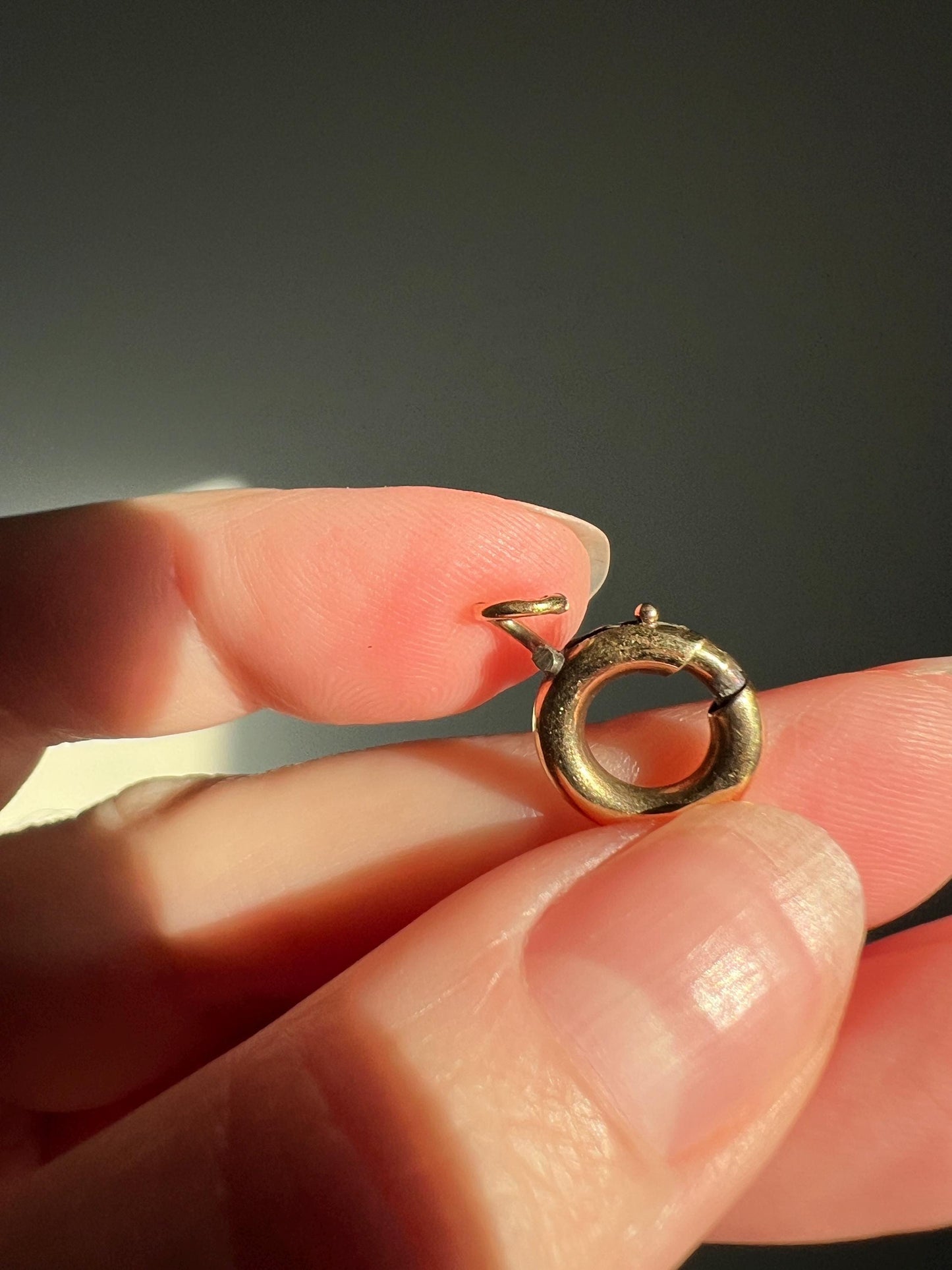 ANTIQUE Spring Ring French 1.1g 18k Gold Solid 11mm Clasp Clip Pendant Holder Connector Extender Neckmess Neckstack Sturdy Parts Findings