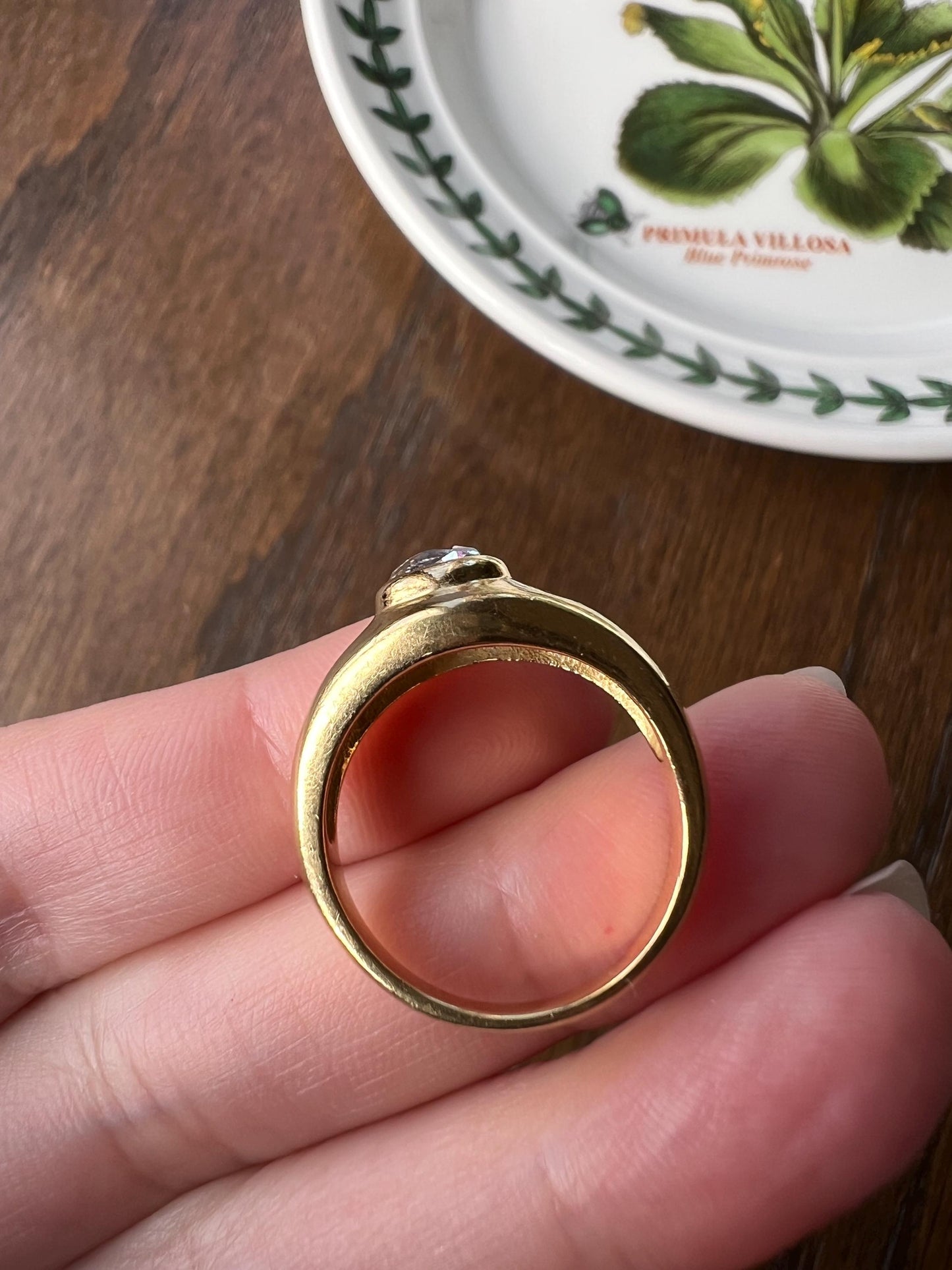 Chunky 1 Carat Antique Old Mine Cut DIAMOND Ring French 6.6g 18k Gold Gypsy Band Solitaire Gift Stacker Chunky Unisex Man or