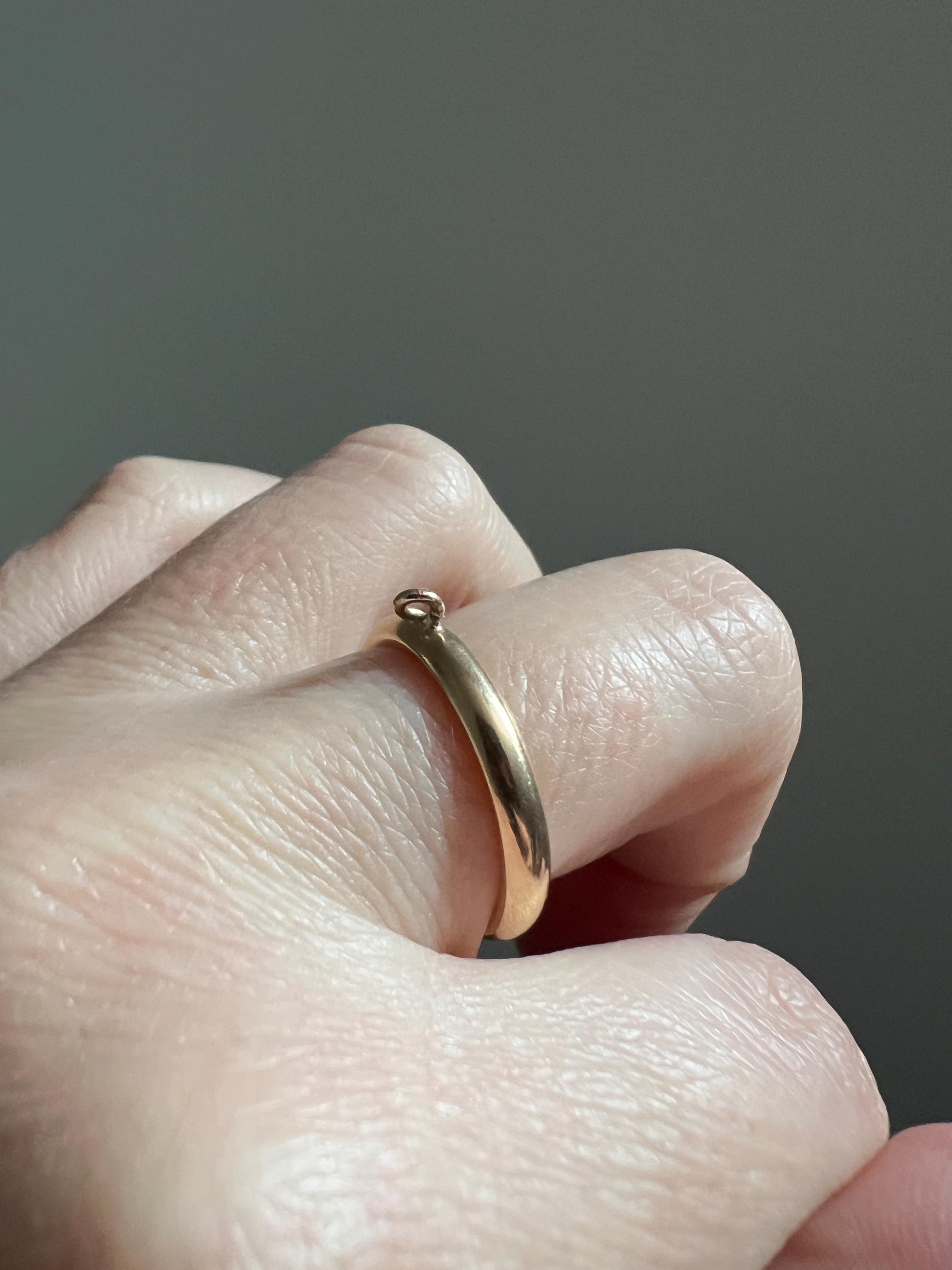 DATED 1911 Antique Edwardian 14k Gold Sz 5.75 Wedding Band Engraved CHARM Holder Ring JR Wood Rich Warm Patina Romantic Gift Stacker June