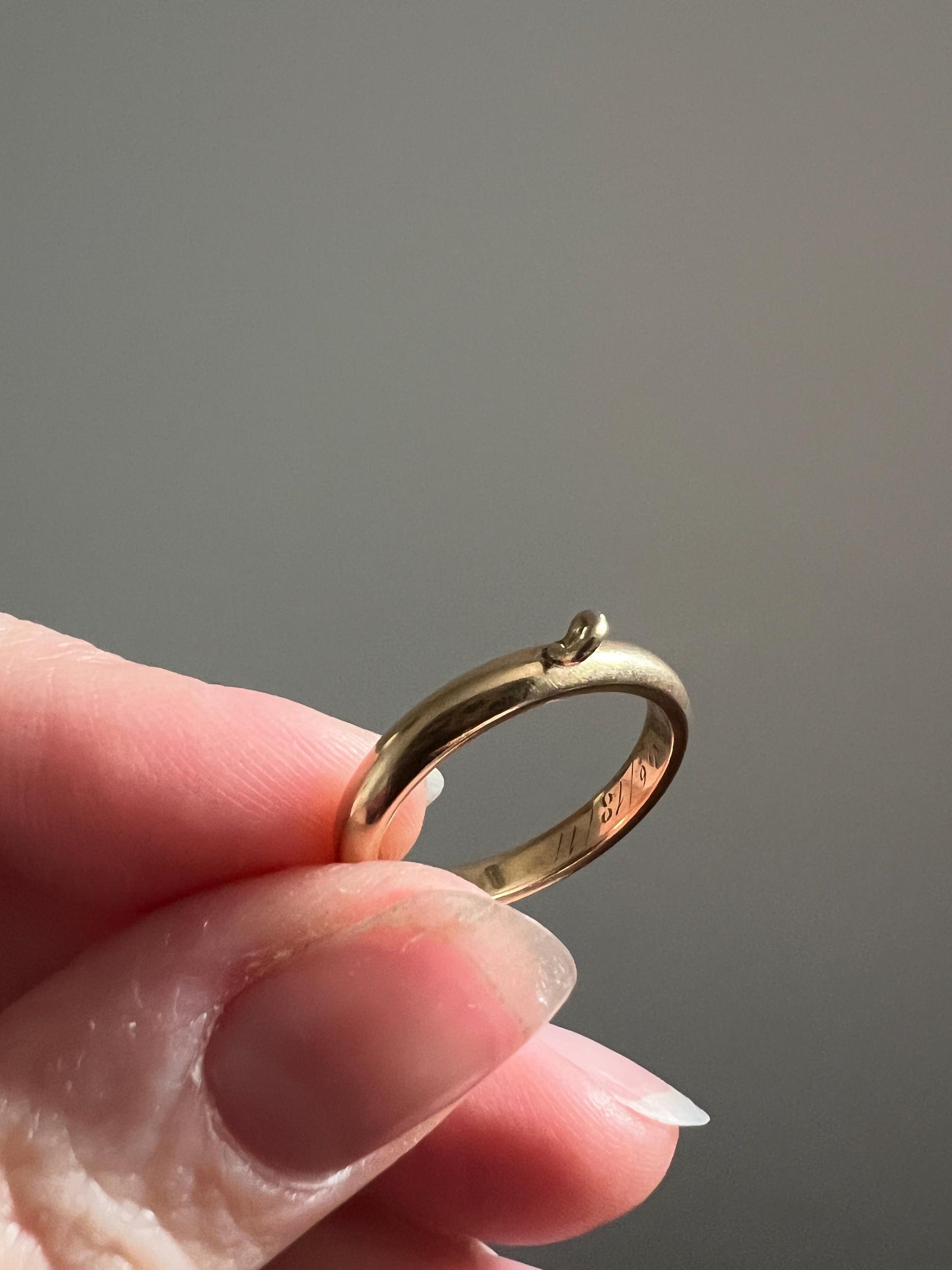 DATED 1911 Antique Edwardian 14k Gold Sz 5.75 Wedding Band Engraved CHARM Holder Ring JR Wood Rich Warm Patina Romantic Gift Stacker June