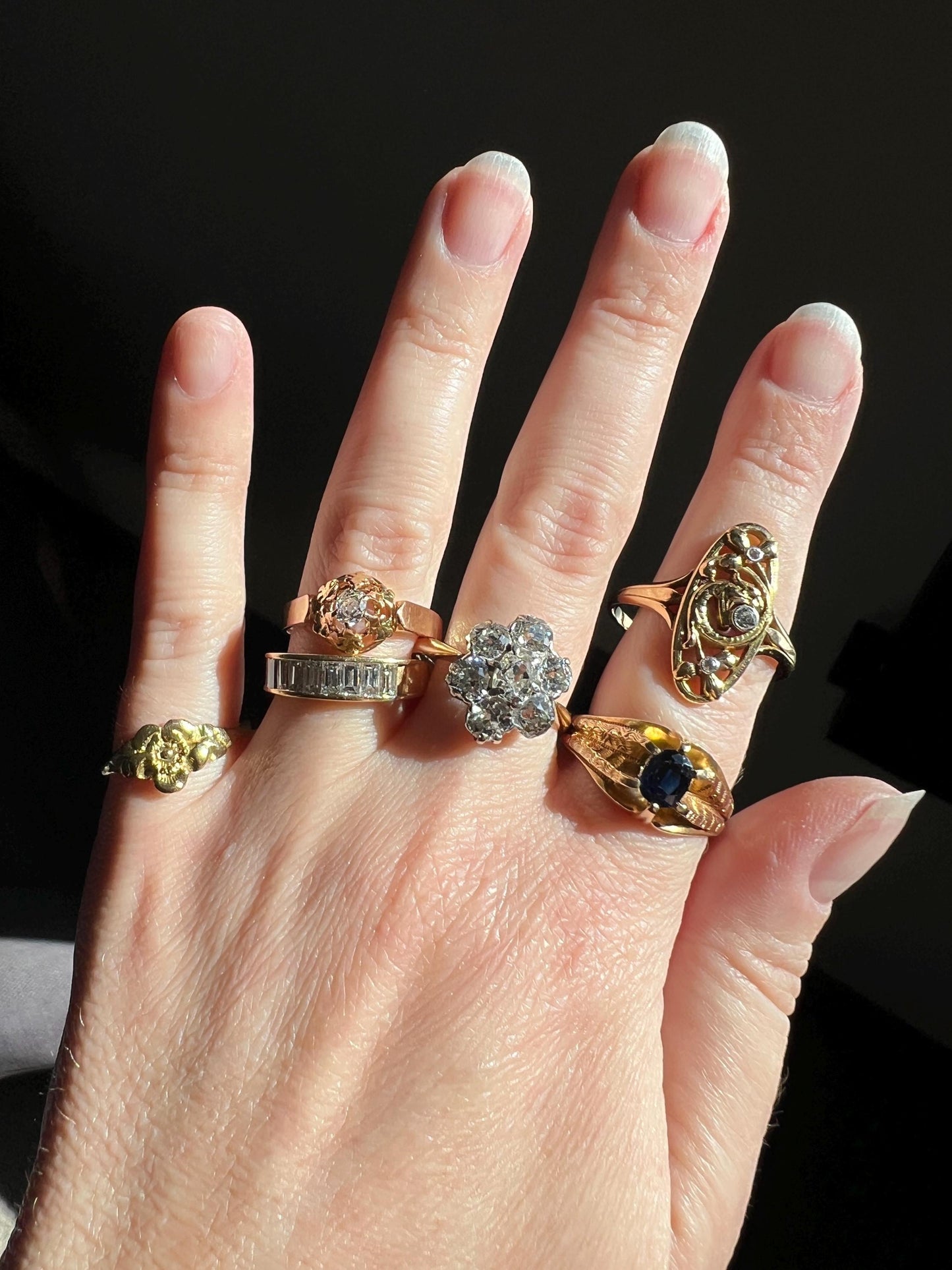 Wild ROSE Flower French Antique Figural Floral RING 18k Gold Solid Romantic Gift Victorian Belle Epoque Stacker