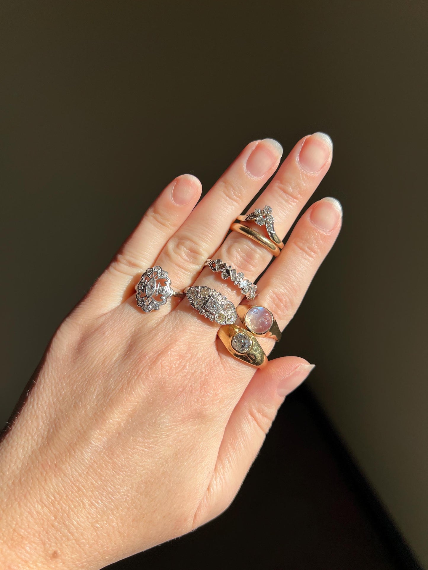 Chunky 1 Carat Antique Old Mine Cut DIAMOND Ring French 6.6g 18k Gold Gypsy Band Solitaire Gift Stacker Chunky Unisex Man or