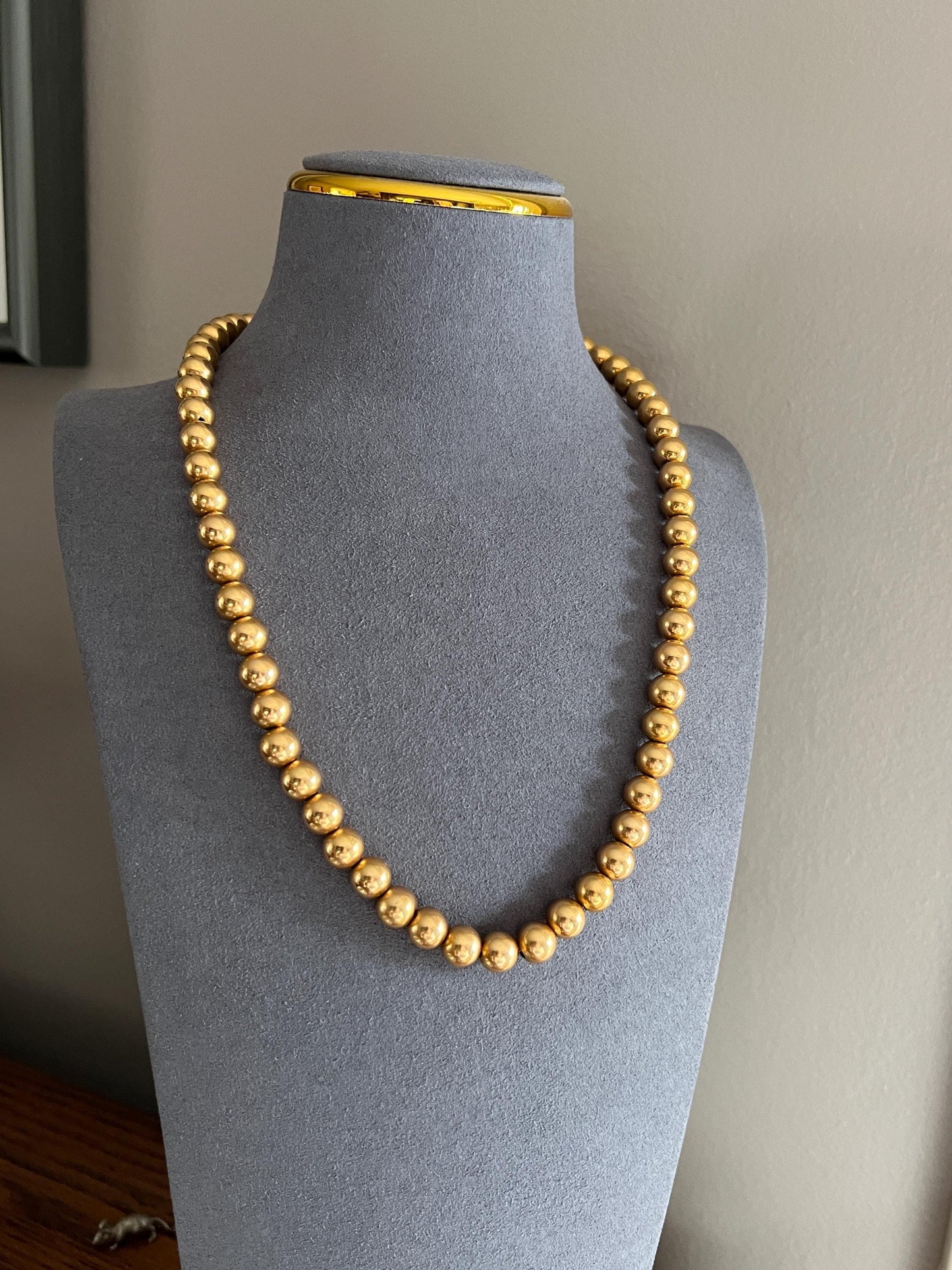 XL Chunky French Vintage 25.1g 18k GOLD Pearl Solid Traditional Marseille Necklace Ornate Floral Barrel Clasp Beads Choker Collar Chain Rare