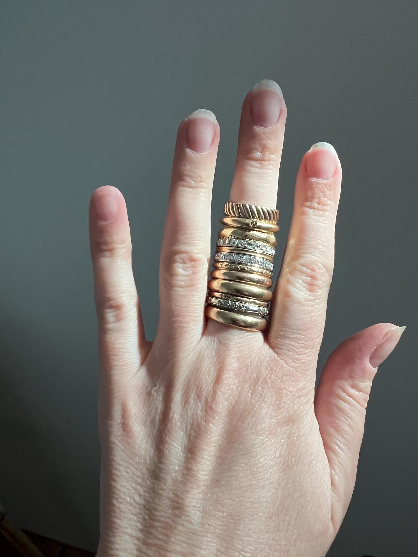 Sunflower? Orange Blossom 18k White Gold Floral Embossed Antique Sz 8.25 Wedding Band Forget Me Not Ring Skinny Floral Eternity Gift Stack
