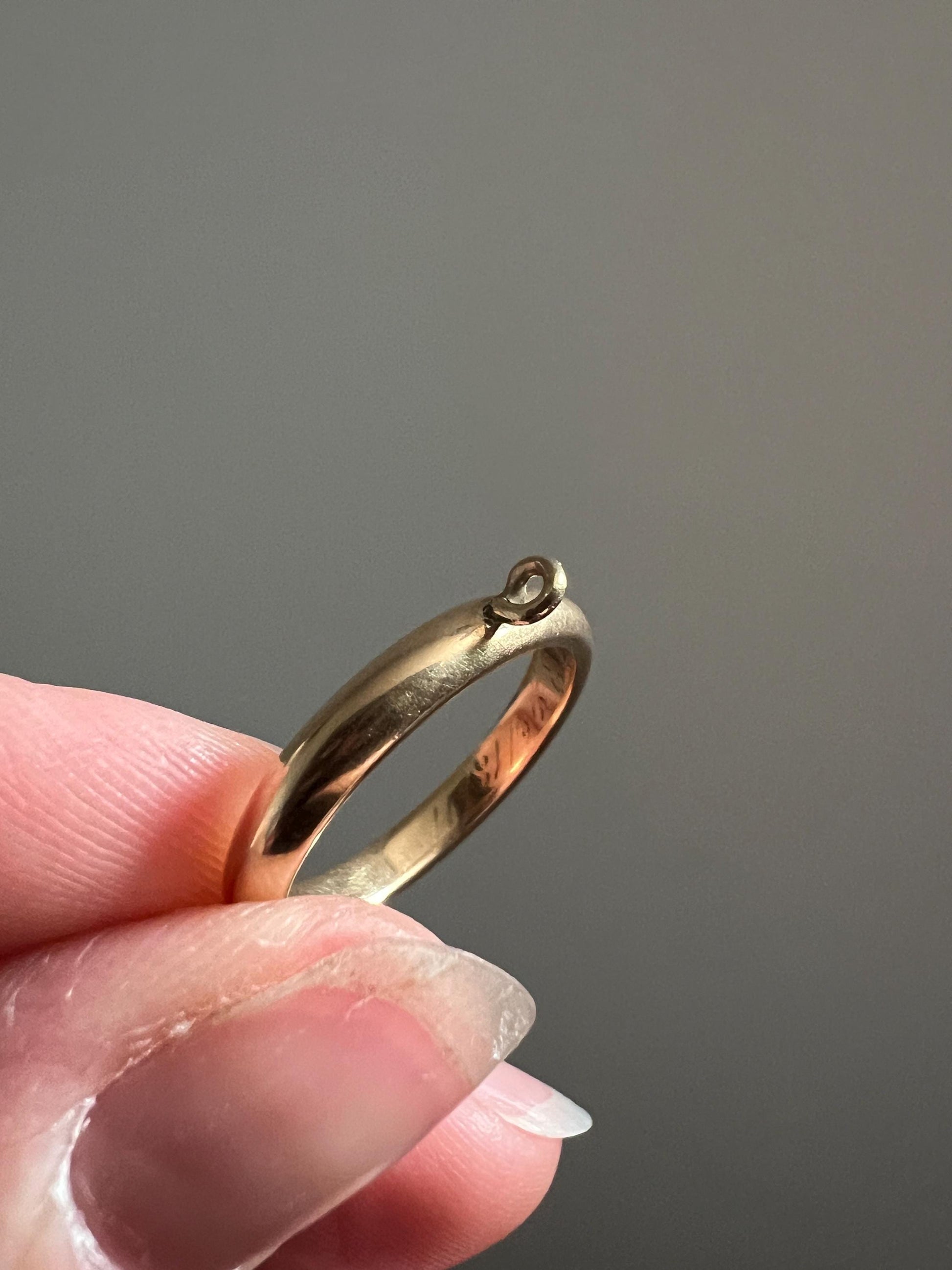 DATED 1911 Antique Edwardian 14k Gold Sz 5.75 Wedding Band Engraved CHARM Holder Ring JR Wood Rich Warm Patina Romantic Gift Stacker June