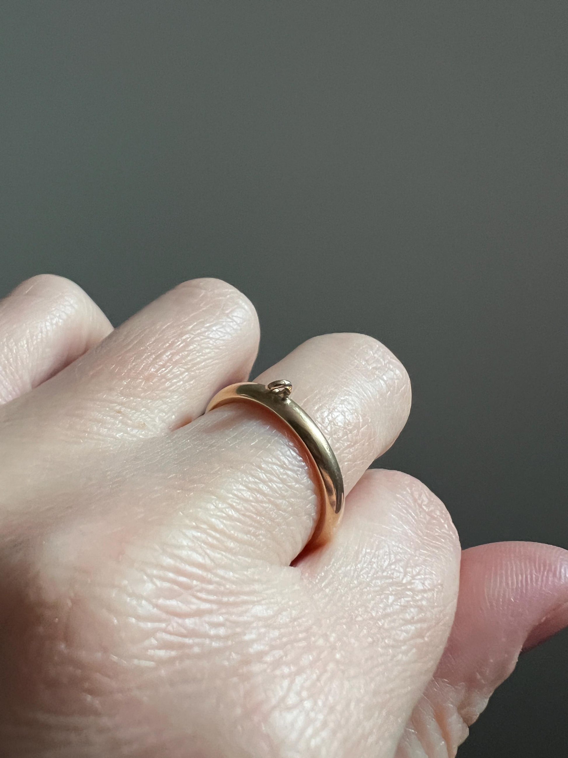 DATED 1911 Antique Edwardian 14k Gold Sz 5.75 Wedding Band Engraved CHARM Holder Ring JR Wood Rich Warm Patina Romantic Gift Stacker June