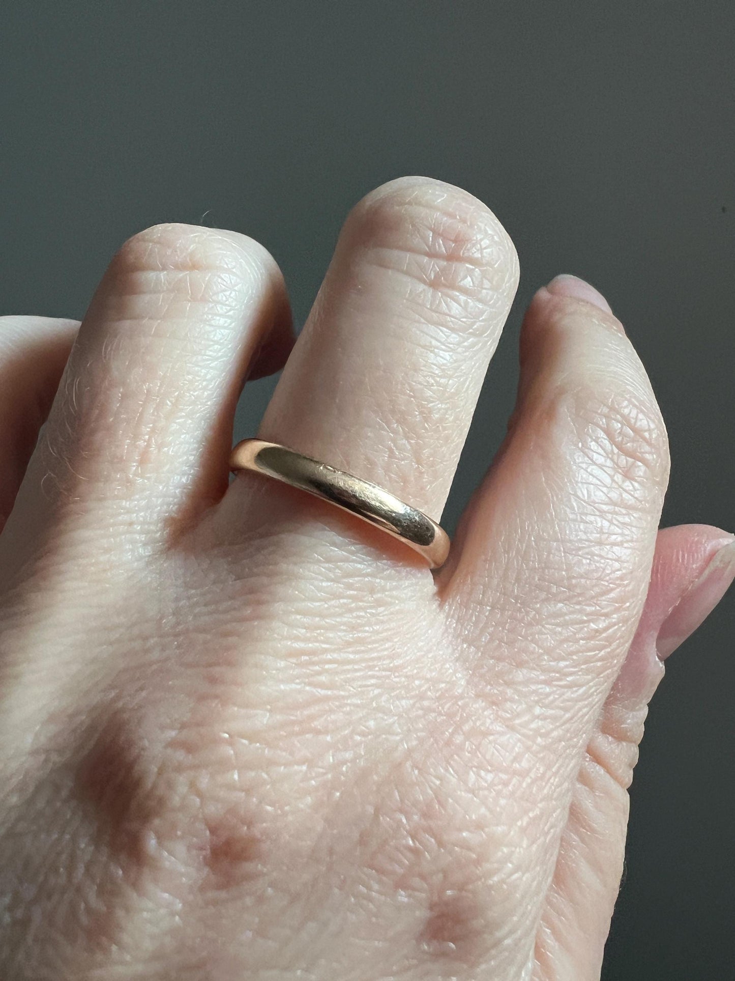 Comfort Fit Antique Victorian Sturdy 14k Rose Gold Sz 6.75 Wedding Band Ring Rich Warm Patina Romantic Gift Stacker Bridal Something Old