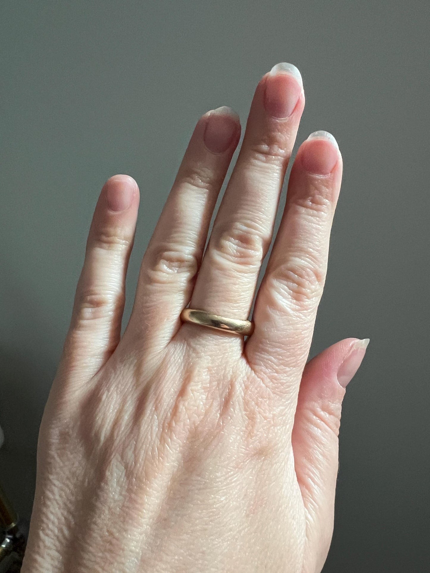 DATED 1909 Antique Edwardian Sturdy 5g 14k Gold Sz 7 Comfort Fit Wedding Band Engraved Rich Warm Patina Romantic Gift Stacker April 12