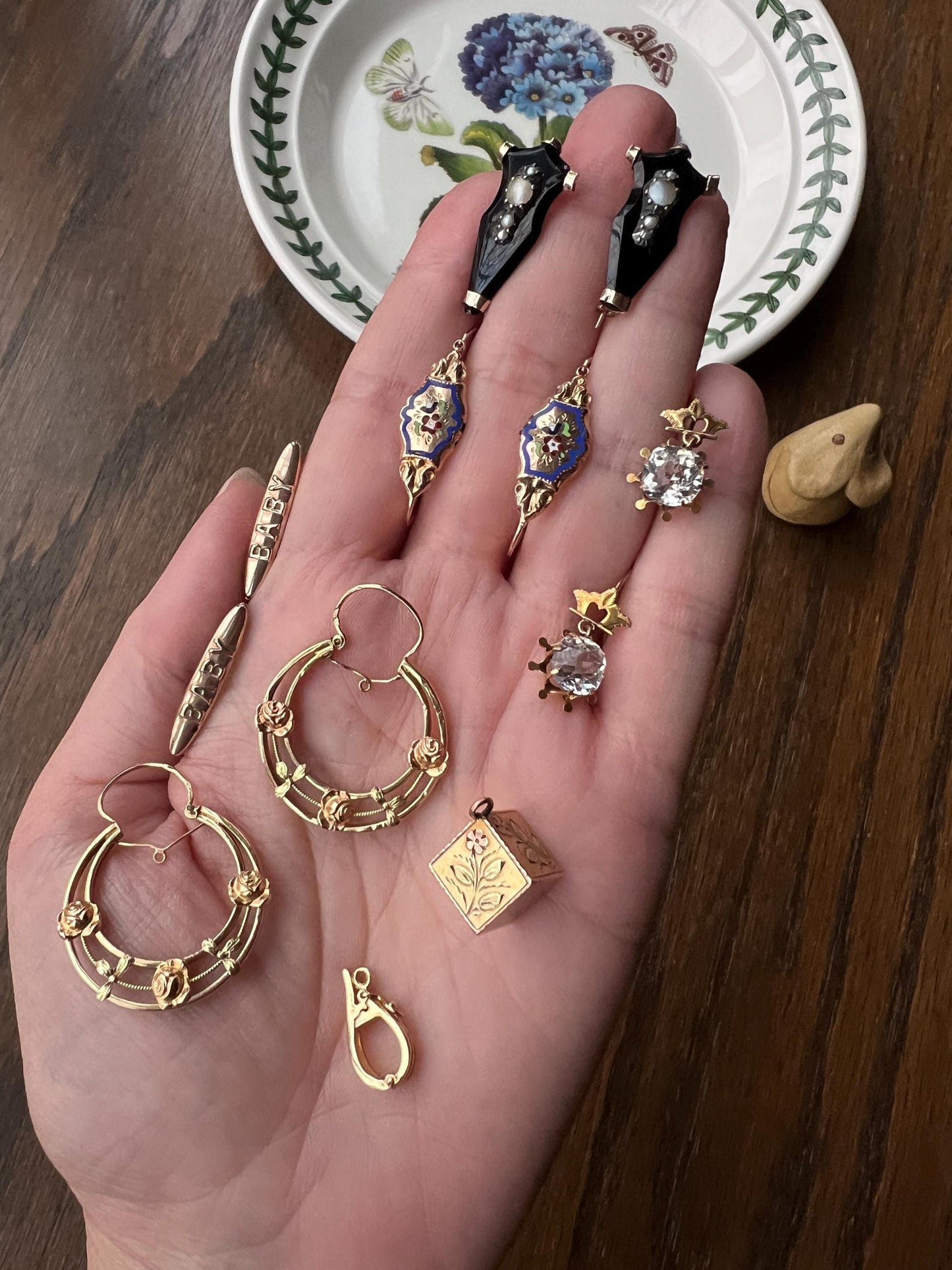 Vintage 14k GOLD Charm Pendant HOLDER Clip Clasp Opening Bale Safety Clasp Neckmess Neckstack Parts Findings