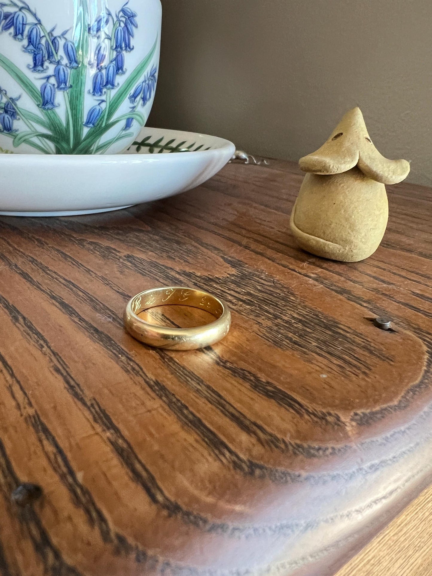 DATED April 29 1909 Edwardian Antique 18k Gold Chunky Wedding Ring Wide Band Hand Engraved Stacker Love Romantic Gift Pair? Available