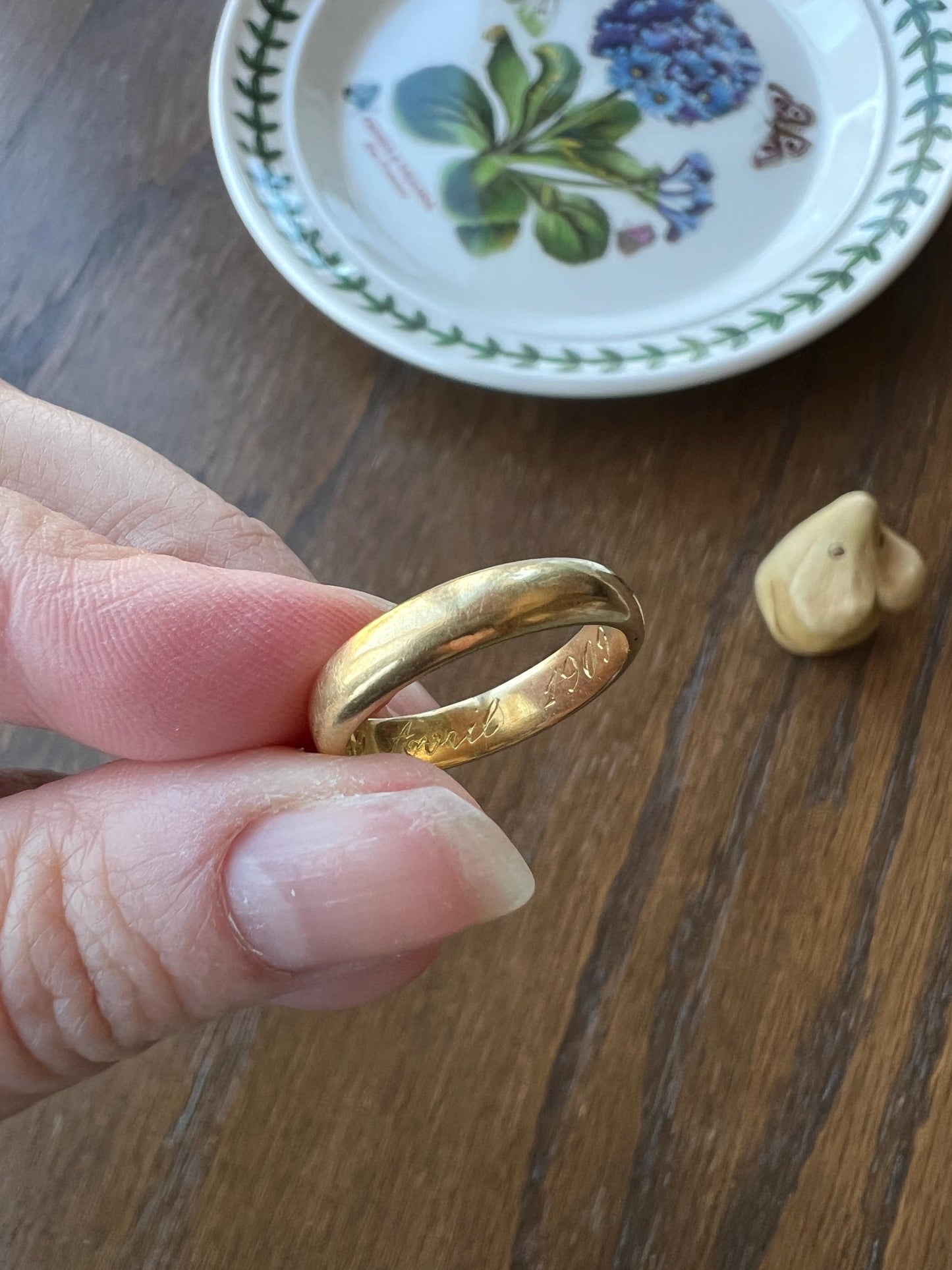 DATED April 29 1909 Edwardian Antique 18k Gold Chunky Wedding Ring Wide Band Hand Engraved Stacker Love Romantic Gift Pair? Available