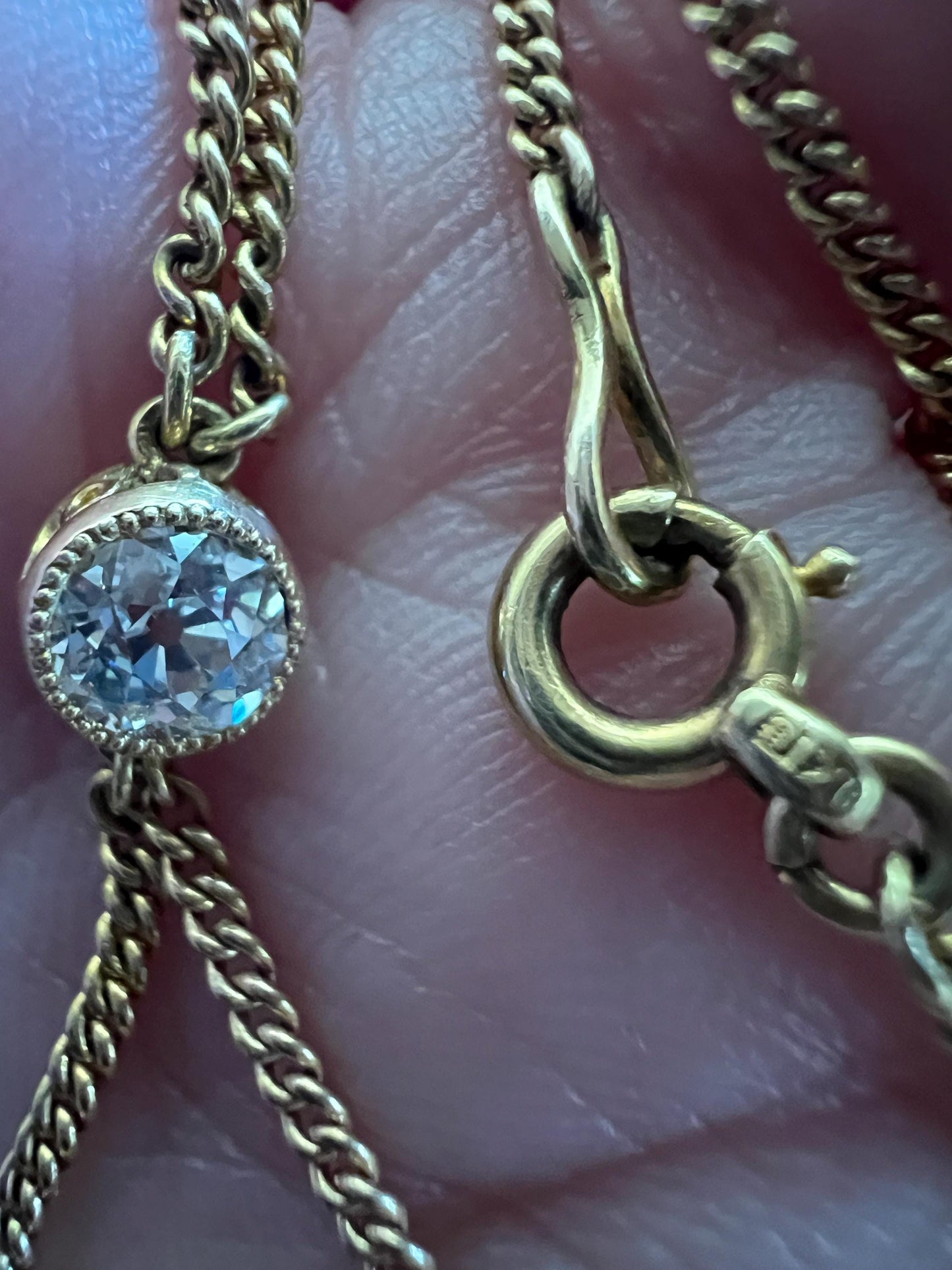 Antique VICTORIAN .5 Carat Tdw Old Mine Cut DIAMOND 18k Gold Bezel & Bar Pendant on Chain Necklace Layering Shimmer Minimalist Geometric OmC