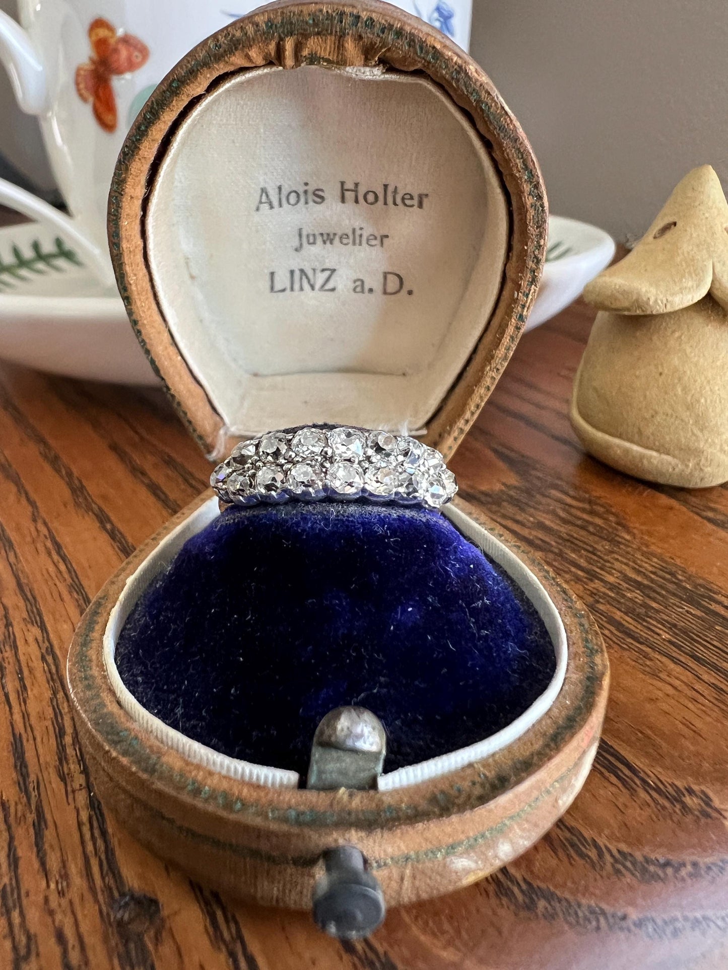 Antique 1.25 Carat Chunky Old Mine Cut DIAMOND Victorian 14k Gold Silver Double Row Ring Collet Set Band Romantic Gift Stacker 1.25ctw OMC