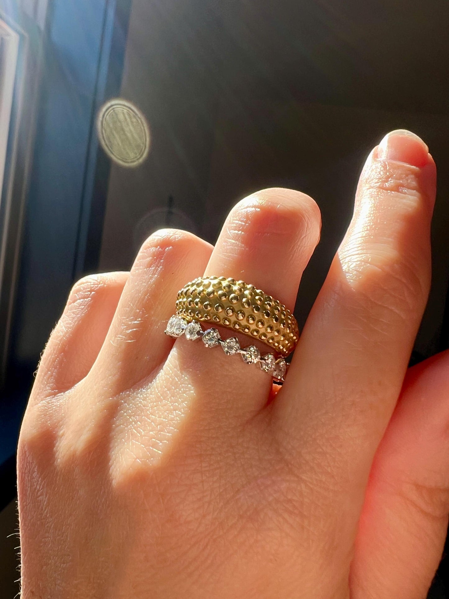 Vintage 1.35 Carat 20 Transitional Cut DIAMOND Full Eternity Hoop Ring 18k White Gold French Band Unique Romantic Gift Stacker 1.35Ctw 1 1/3