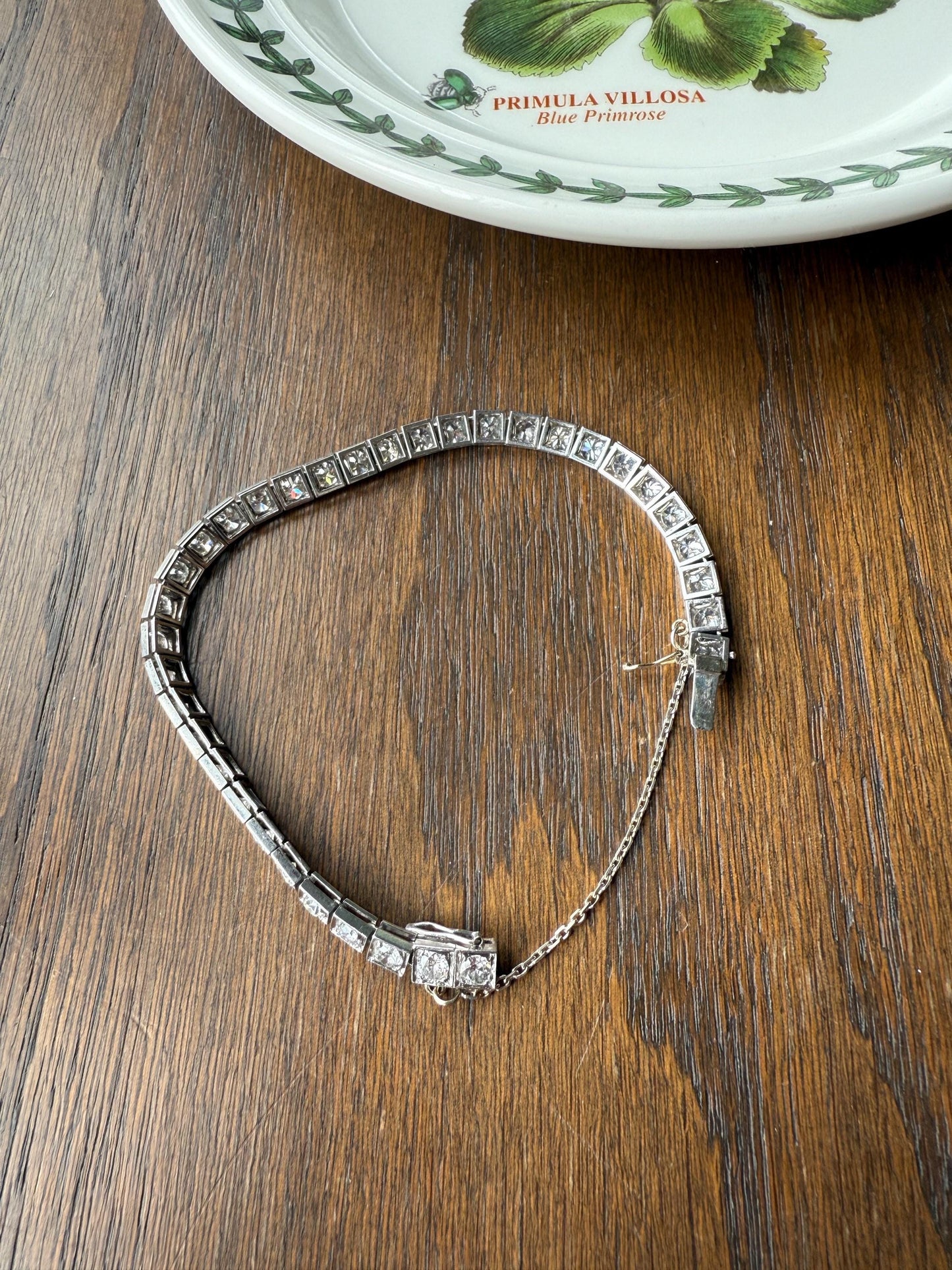 Antique 9.5 CARAT 35 Old European & Mine Cut DIAMOND Line Riviera Tennis Bracelet Platinum French Square Bezel Rivere Wriststack 9.5Ctw OmC