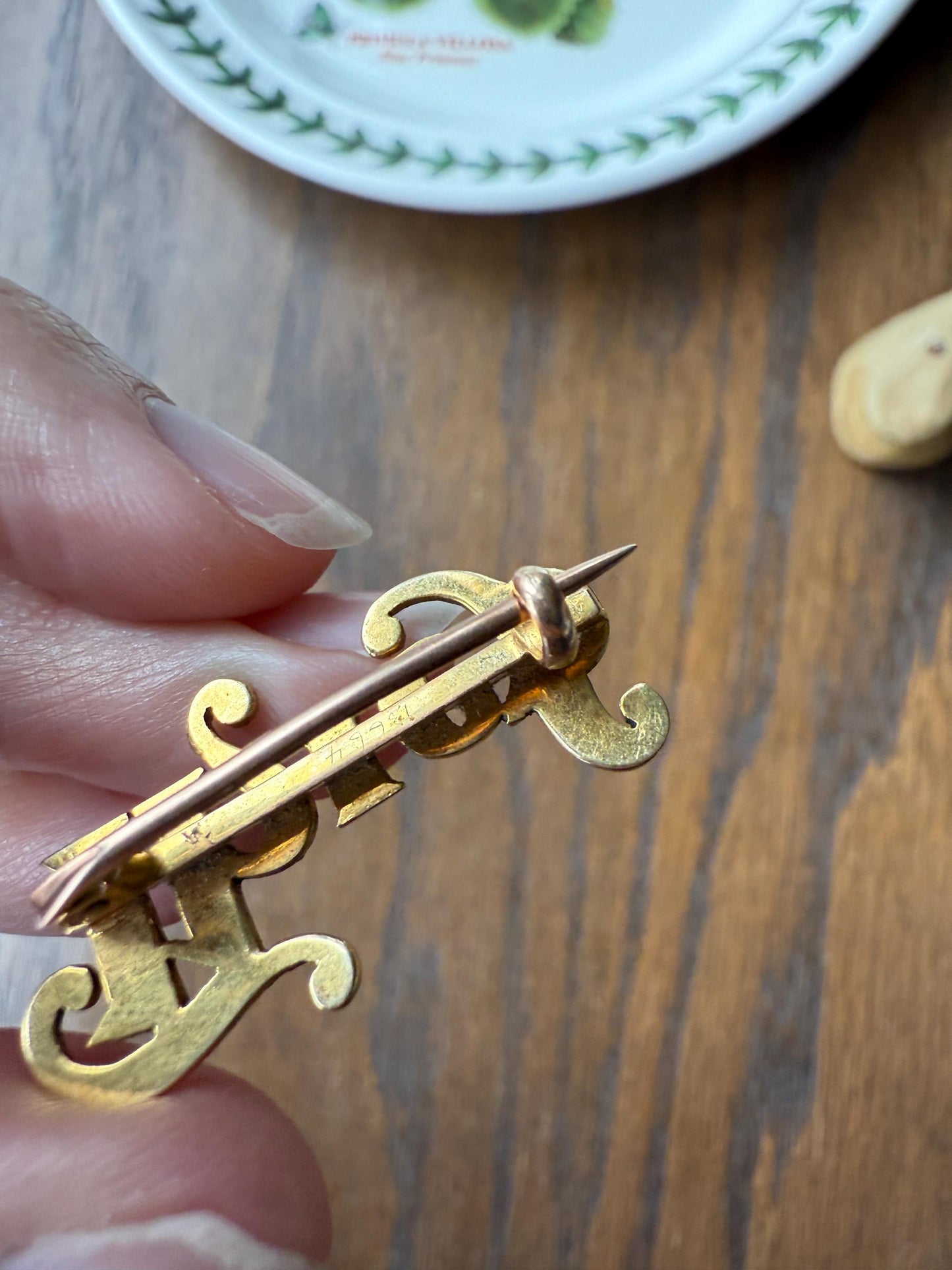 THIEF Antique VICTORIAN Pearl Encrusted Pin Brooch Figural 14k Gold Pendant Charm Holder Extender Parts Romantic "of my Heart?" Gift Figural