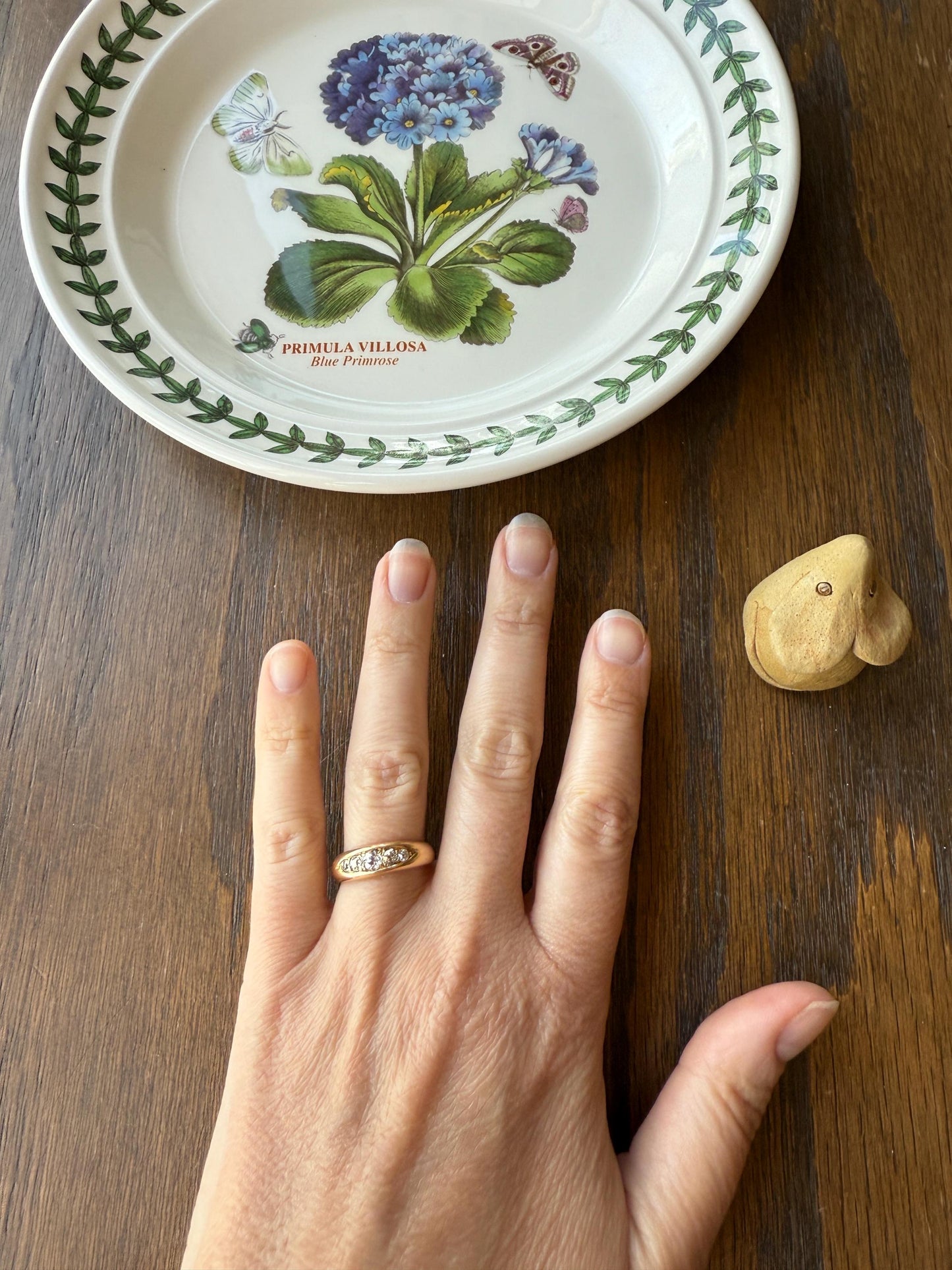 Antique Old Mine Cut DIAMOND Five Stone Wide Band 18k Gold Solid Ring Victorian Stacker Chunky Domed Wedding Romantic Gift OmC