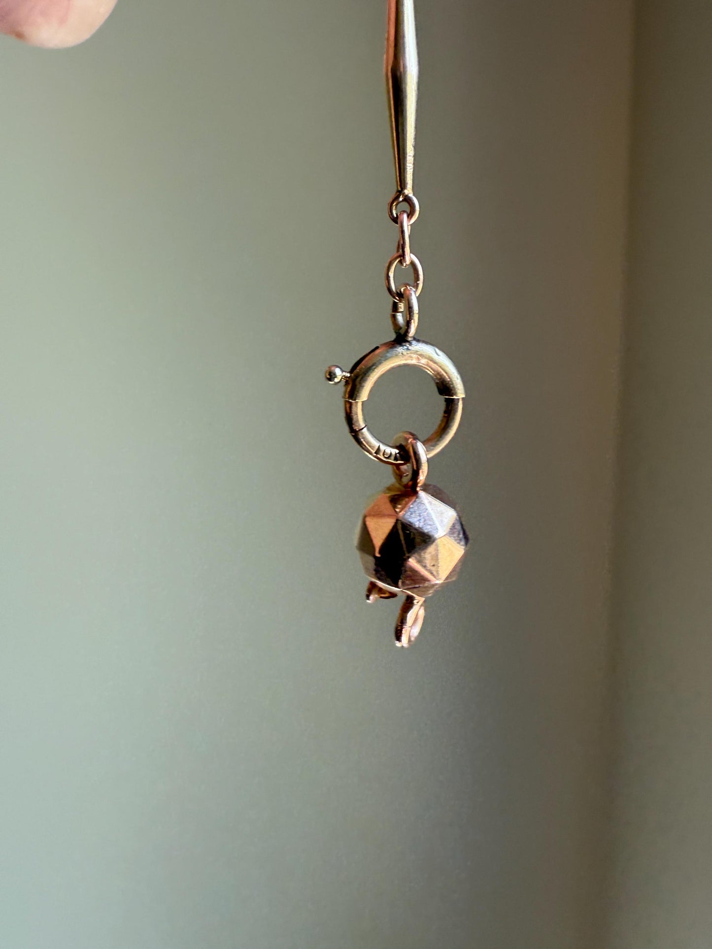 Faceted Gold Ball Bead CLASP Pendant 18k Rose Gold Antique New Old Parts Necklace EXTENDER Connector Findings Neckmess Neckstack 3 Avail