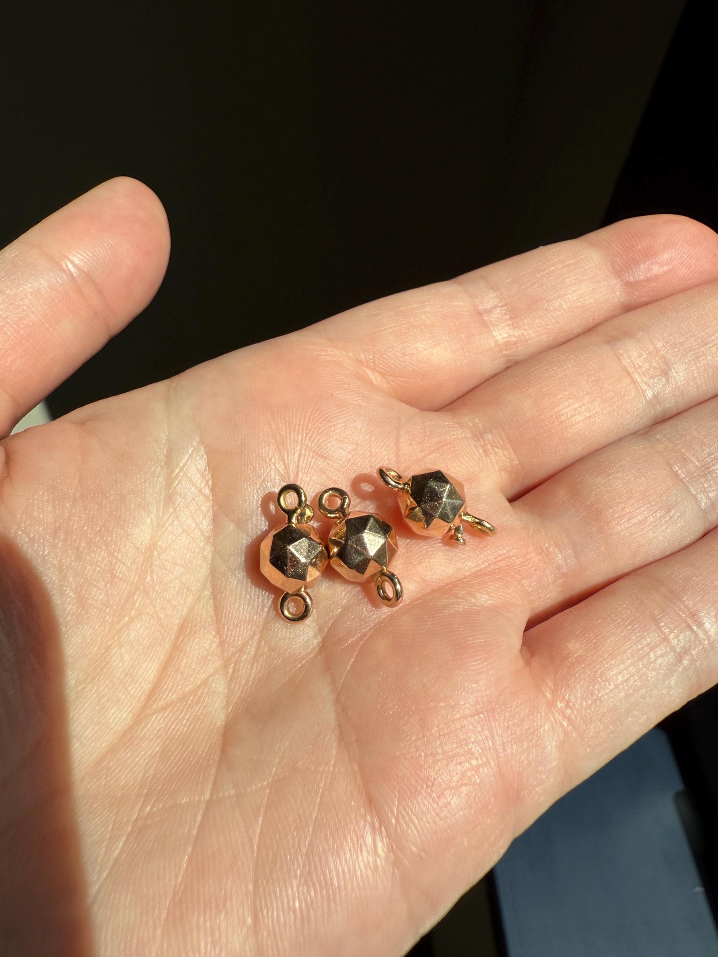 Faceted Gold Ball Bead CLASP Pendant 18k Rose Gold Antique New Old Parts Necklace EXTENDER Connector Findings Neckmess Neckstack 3 Avail