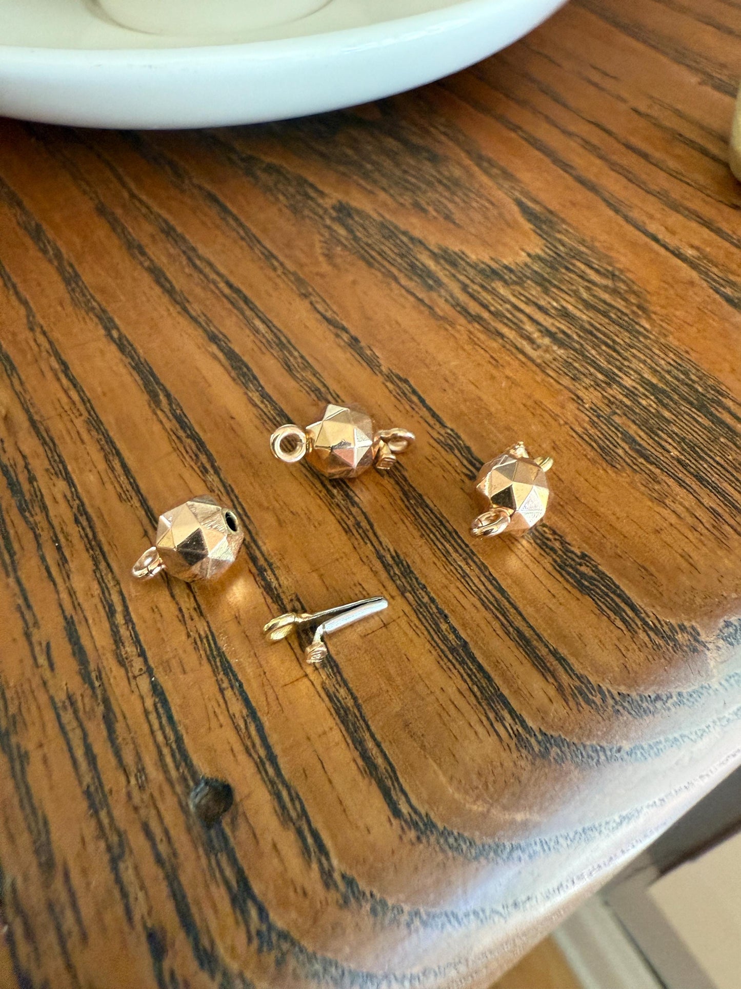Faceted Gold Ball Bead CLASP Pendant 18k Rose Gold Antique New Old Parts Necklace EXTENDER Connector Findings Neckmess Neckstack 3 Avail