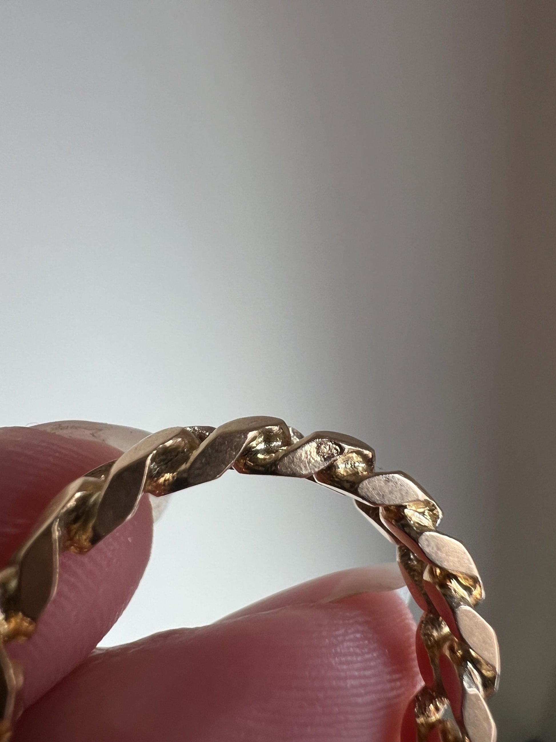 Curb CHAIN Vintage Fixed Band French 18k Gold Ring Full Eternity Hoop Stacker Retro Rope Cuban Link Texture Romantic Gift