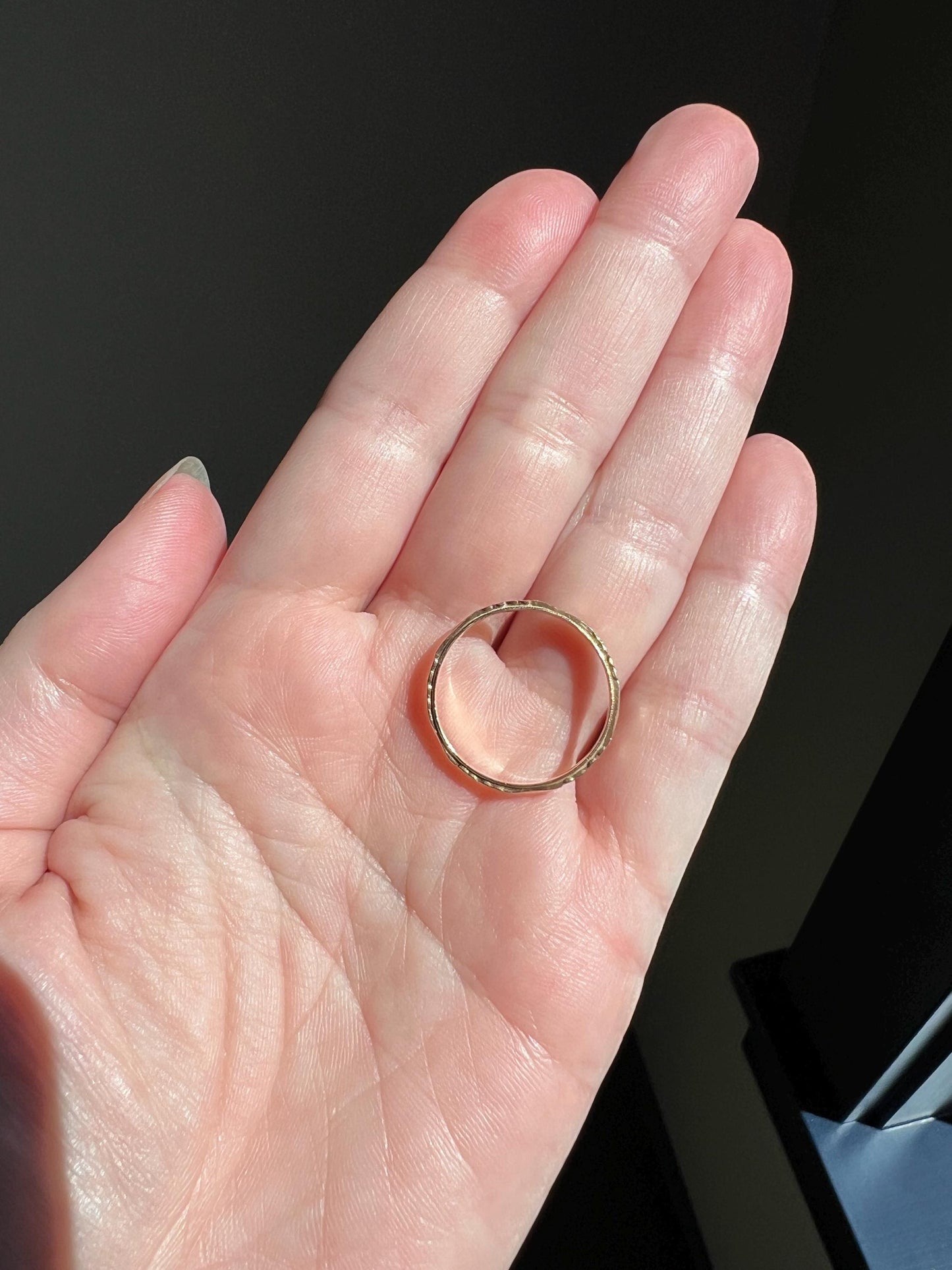 ORANGE BLOSSOM Floral Embossed Antique 14k Gold Wedding Band Forget Me Not Ring Skinniest Skinny Floral Eternity Gift Stack Minimalist