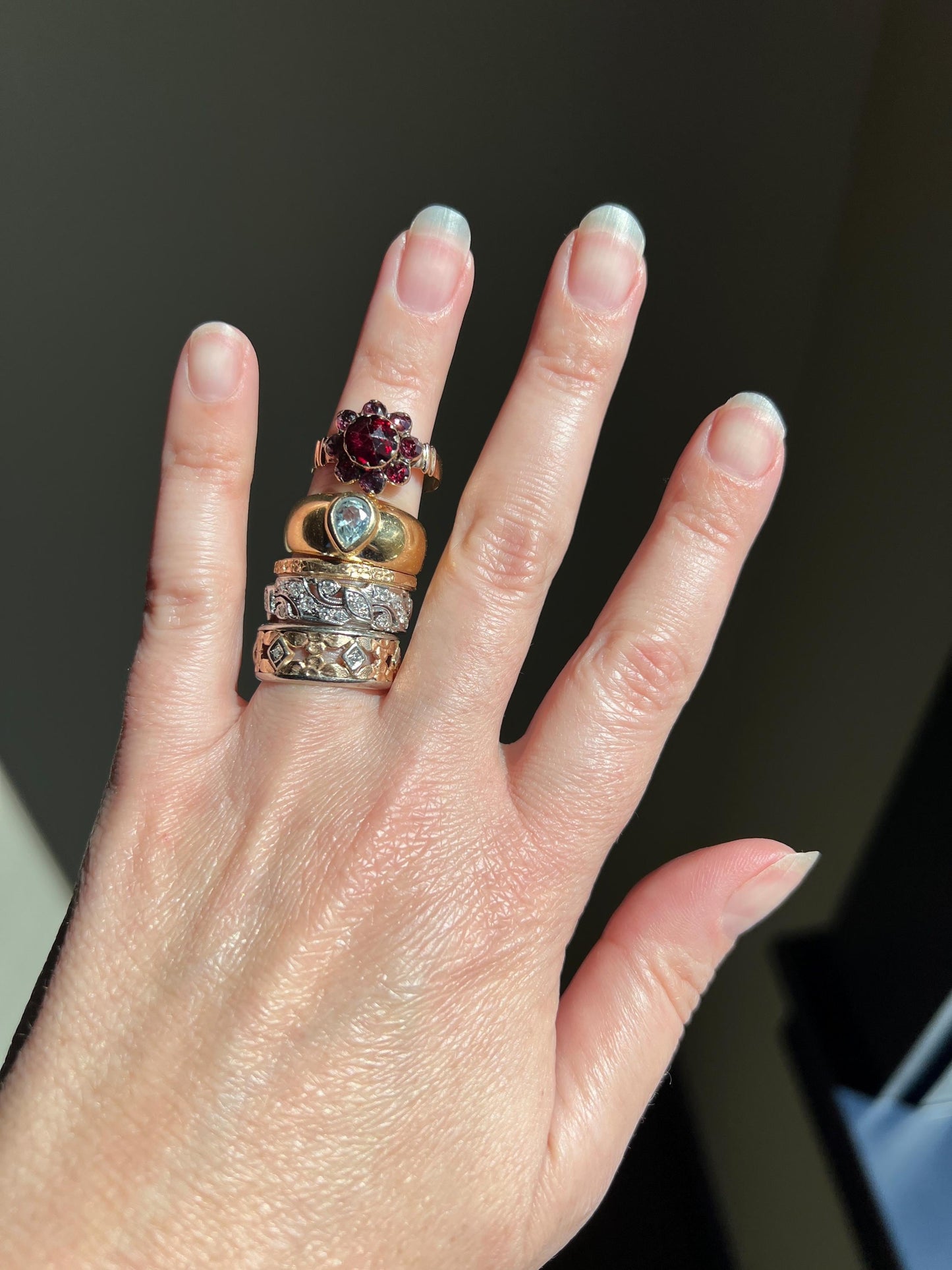 Swirling Art Deco Milgrain ANTIQUE Old Mine Single Cut 28 Diamond 14k White Gold Ring Eternity Wide Band Wedding Chunky Stacker