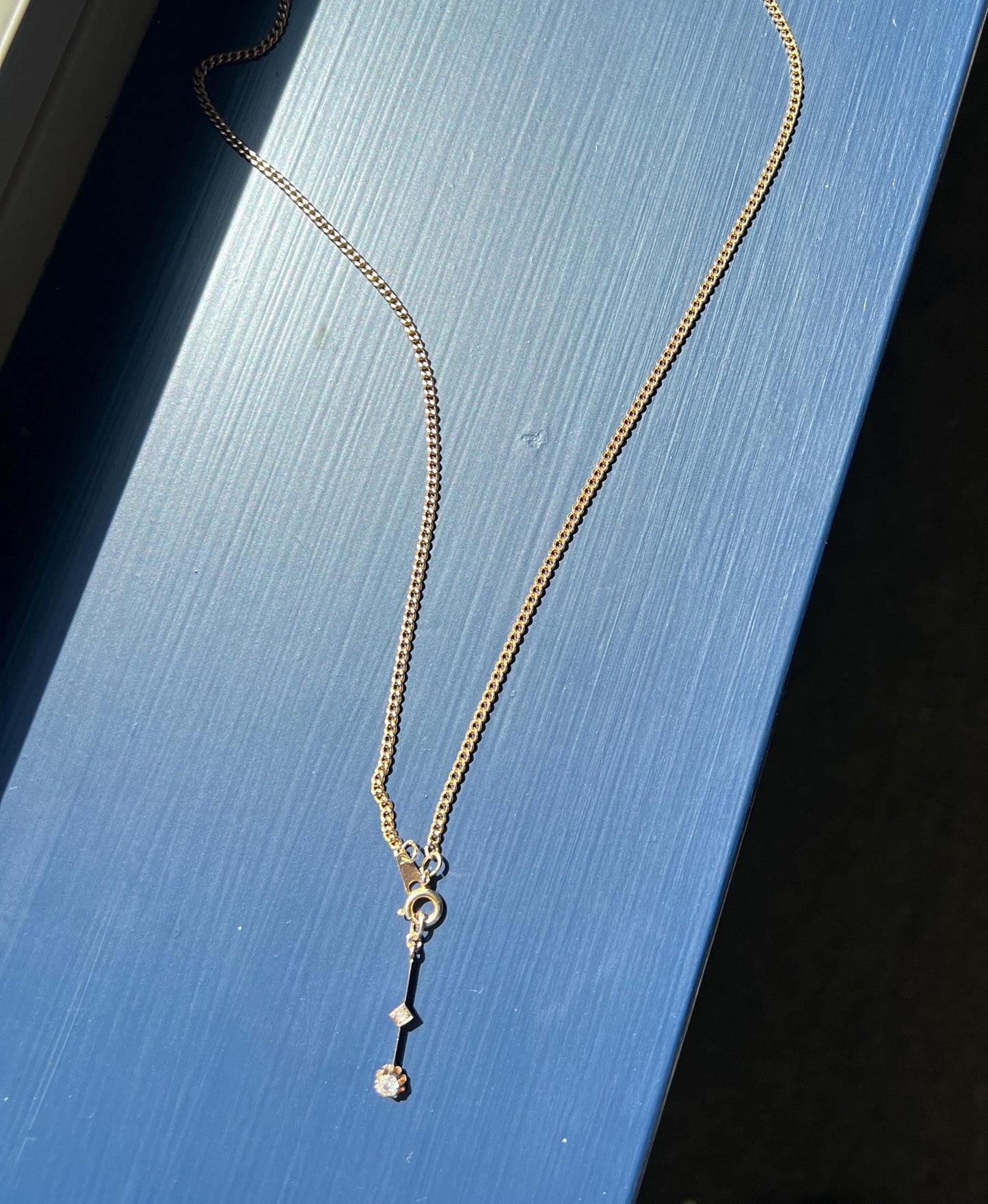 VICTORIAN Antique Old Mine Cut DIAMOND Rose Cut Dangle PENDANT Linear Charm 18k Gold 10k Loop French Belle Epoque Buttercup Minimalist Gift