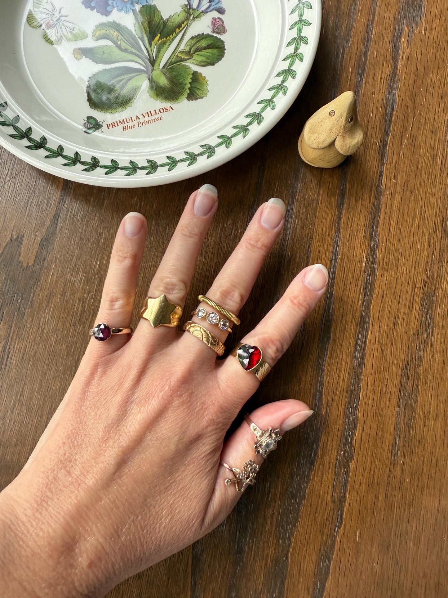 Antique Eye Clean Rose Cut DIAMOND Three Stone Ring Stackable Band Open Back Sparkle 18k Gold Bezel Set Fiery Romantic Gift Edwardian