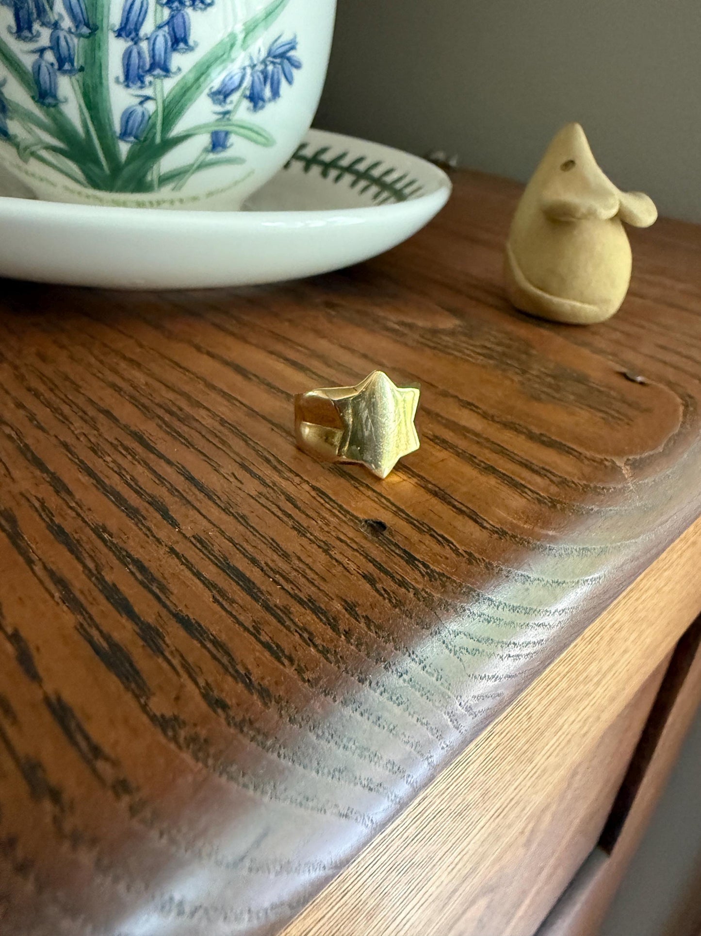 STAR Figural Signet 6.2g 18k Gold Ready to Engrave! Chunky Celestial Rad Pinky Ring Ringstack Shape Unique Gift