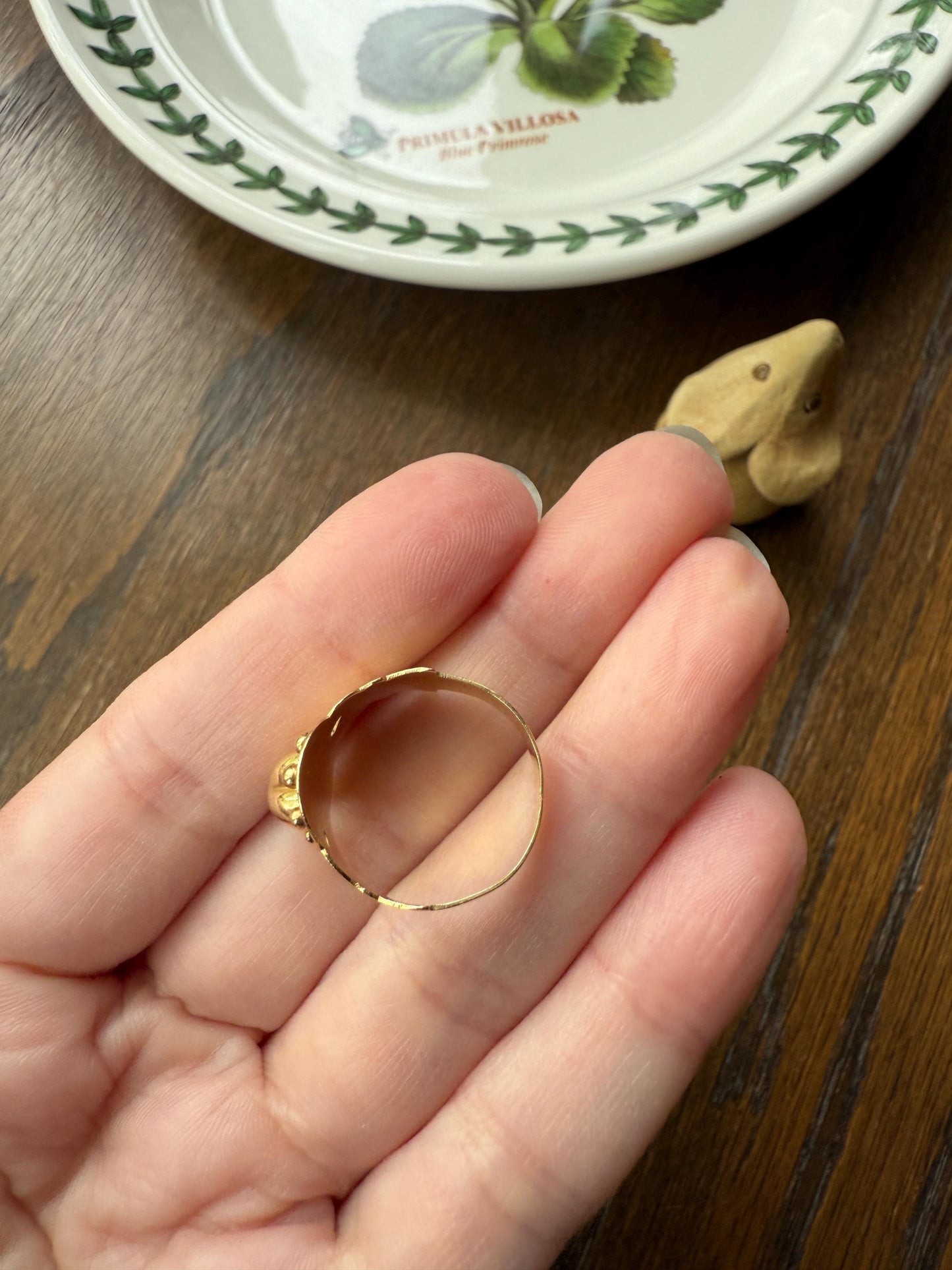 Antique Crowned Puffy Heart Bague de Foi French Regional Ring Fede Hands Ball Rivets 18k GOLD Folk Victorian Wide Band Love Figural Gift