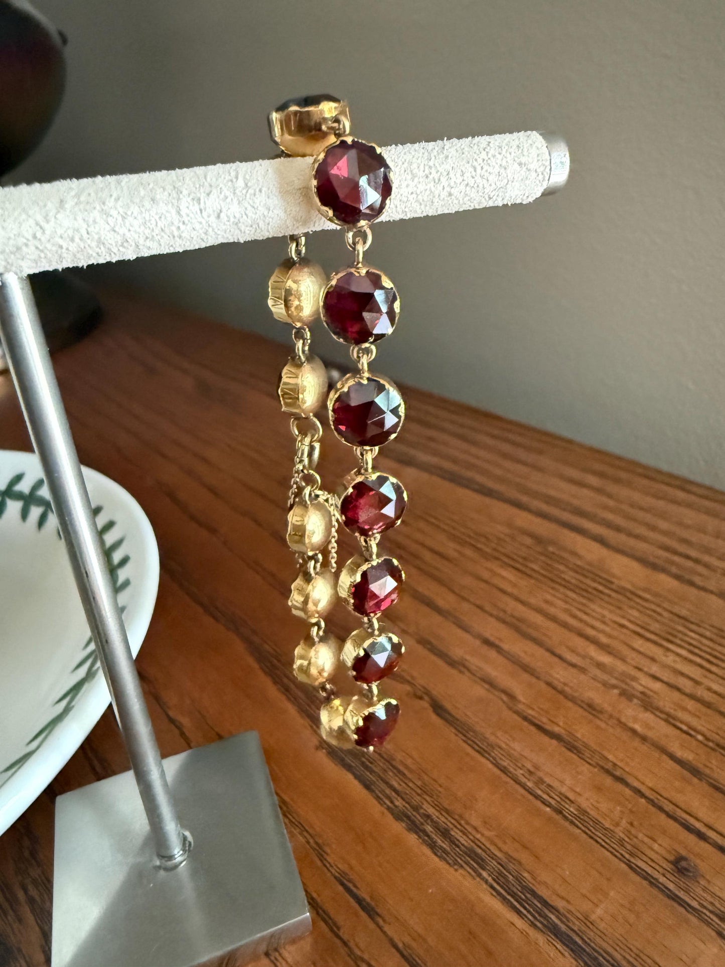 Vintage French PERPIGNAN GARNET Riviere Eternity Bracelet 18k Gold Bezel Set Rose Cut Closed Back Almandine Glowing Raspberry Wine Love Gift