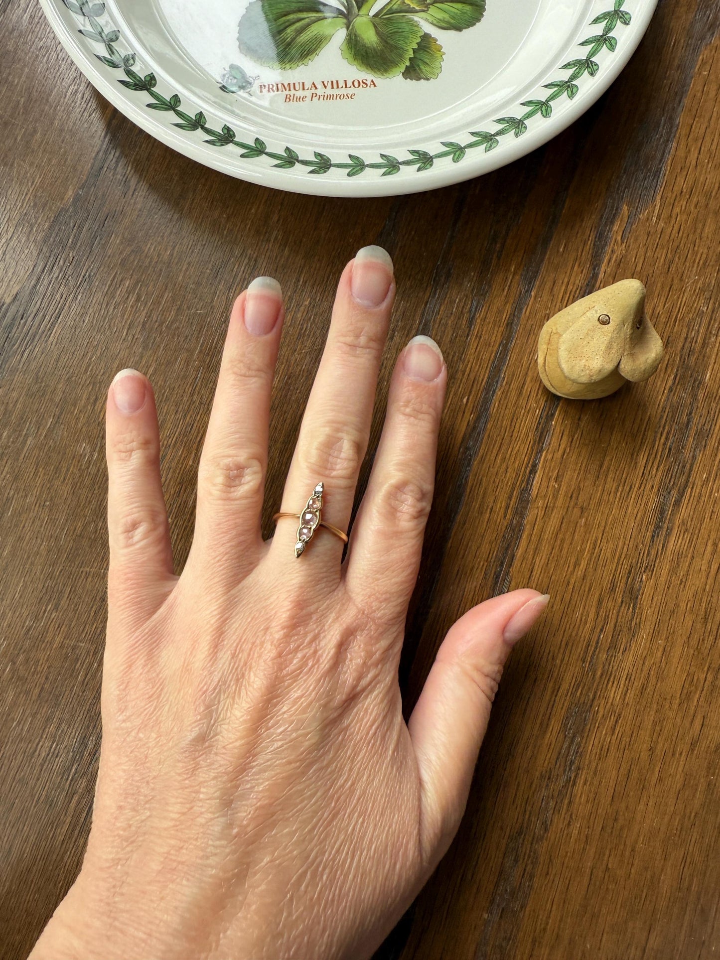 Rose Cut DIAMOND Antique Five Stone Skinny NAVETTE Ring 18k Gold Victorian to Georgian Scalloped Unique Romantic Gift