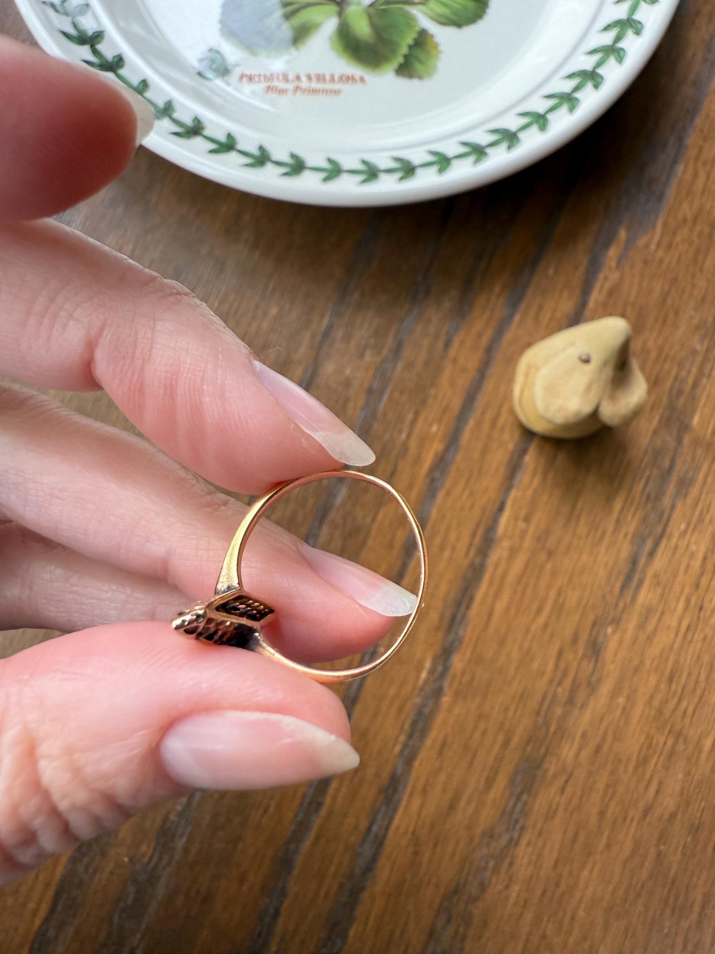 Rose Cut DIAMOND Antique Five Stone Skinny NAVETTE Ring 18k Gold Victorian to Georgian Scalloped Unique Romantic Gift