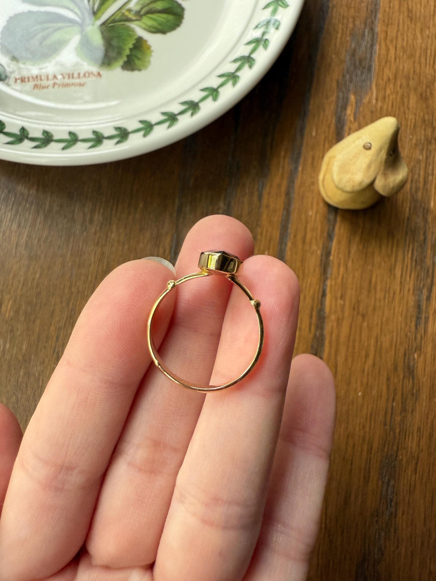 Marquise Perpignan GARNET Navette Ring French New! 18k Gold Crimson Light Reflective Foil Back Geometric Stacker Unique Romantic Gift