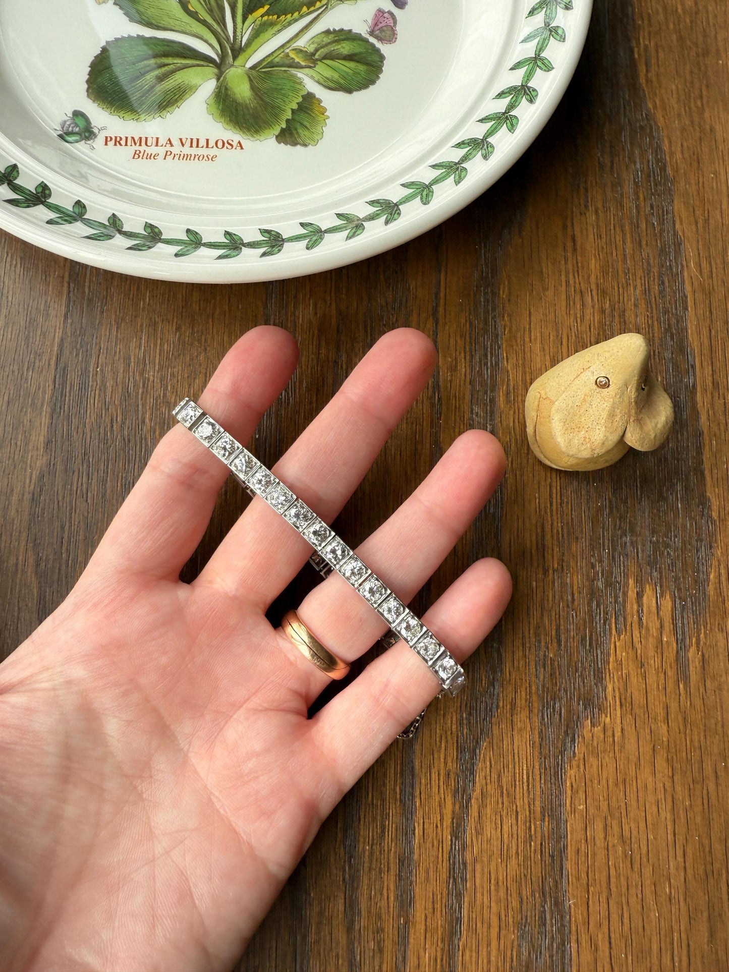 Antique 9.5 CARAT 35 Old European & Mine Cut DIAMOND Line Riviera Tennis Bracelet Platinum French Square Bezel Rivere Wriststack 9.5Ctw OmC