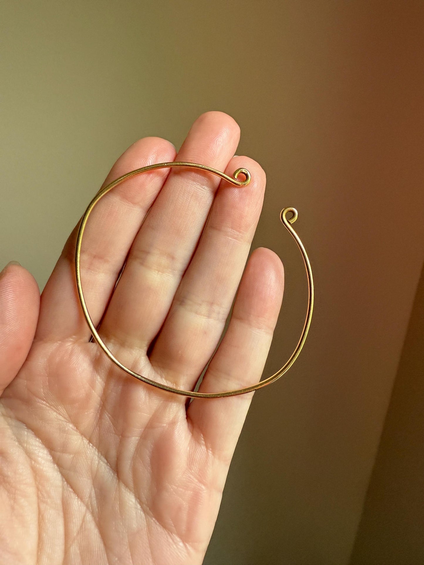 Vintage 14k Gold Wire Solid Tension Cuff Bangle Adjustable Arm Bicep Wrist Bracelet French Minimalist Wriststack Charm Holder Line Stacker