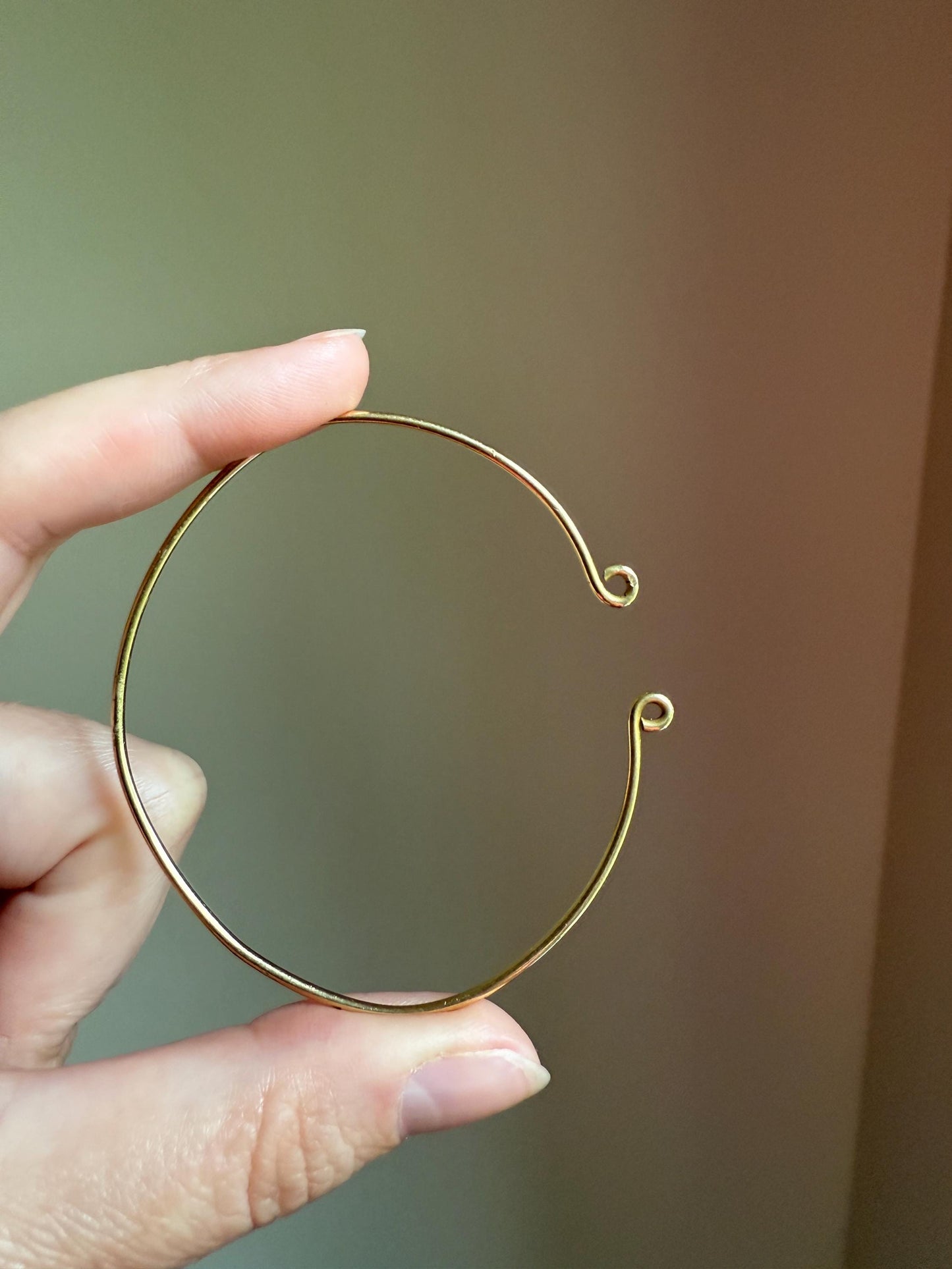 Vintage 14k Gold Wire Solid Tension Cuff Bangle Adjustable Arm Bicep Wrist Bracelet French Minimalist Wriststack Charm Holder Line Stacker