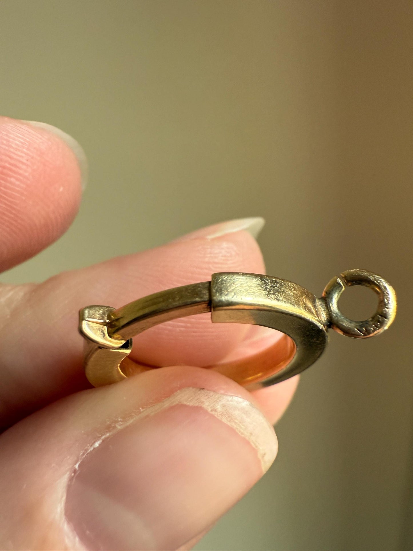 XL Large Spring Ring ANTIQUE 2.1g 14k Gold Solid 18mm Clip Bolt Clasp Pendant Holder Connector Neckmess Neckstack Parts Findings