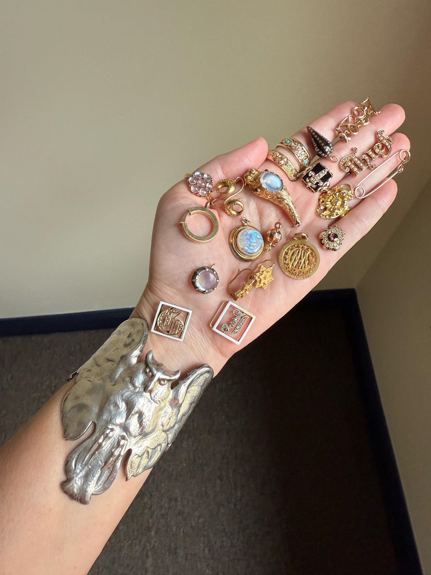 XL Large Spring Ring ANTIQUE 2.1g 14k Gold Solid 18mm Clip Bolt Clasp Pendant Holder Connector Neckmess Neckstack Parts Findings