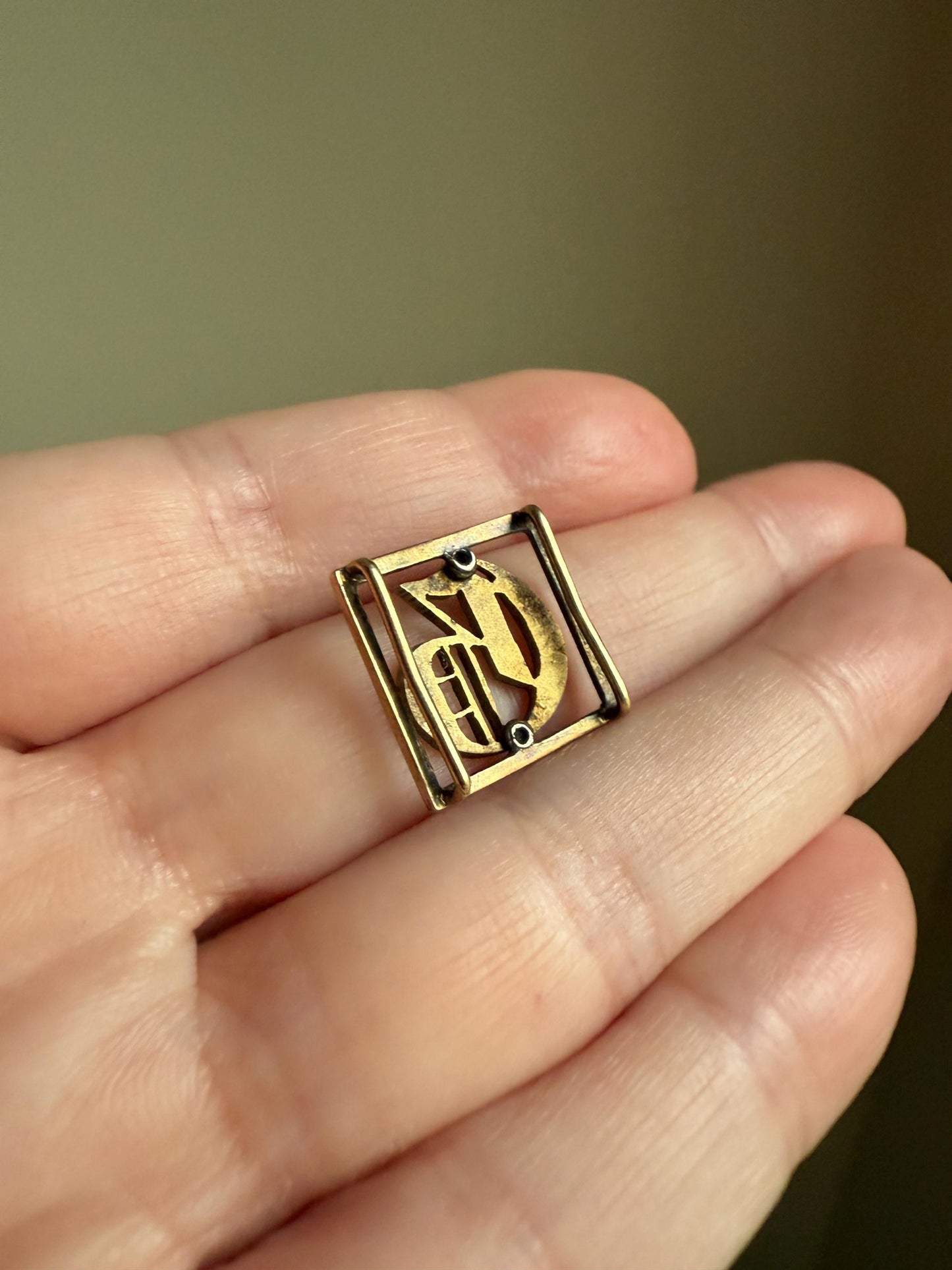 Antique INITIAL G C Slide Letter PEARL Pendant 14k Gold Enamel Bracelet Necklace Charm Gift Symbol Victorian - Art Deco Geometric Monogram