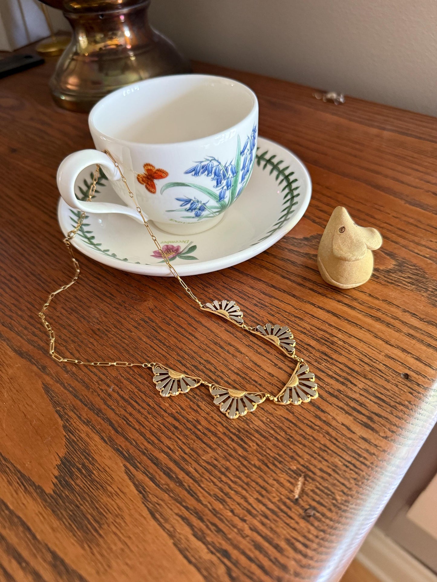 DAISIES French Art Deco Antique 18k Gold Floral Necklace Drapery Chain Collar Flower Pendants Love Gift Bridal Something Old Belle Epoque