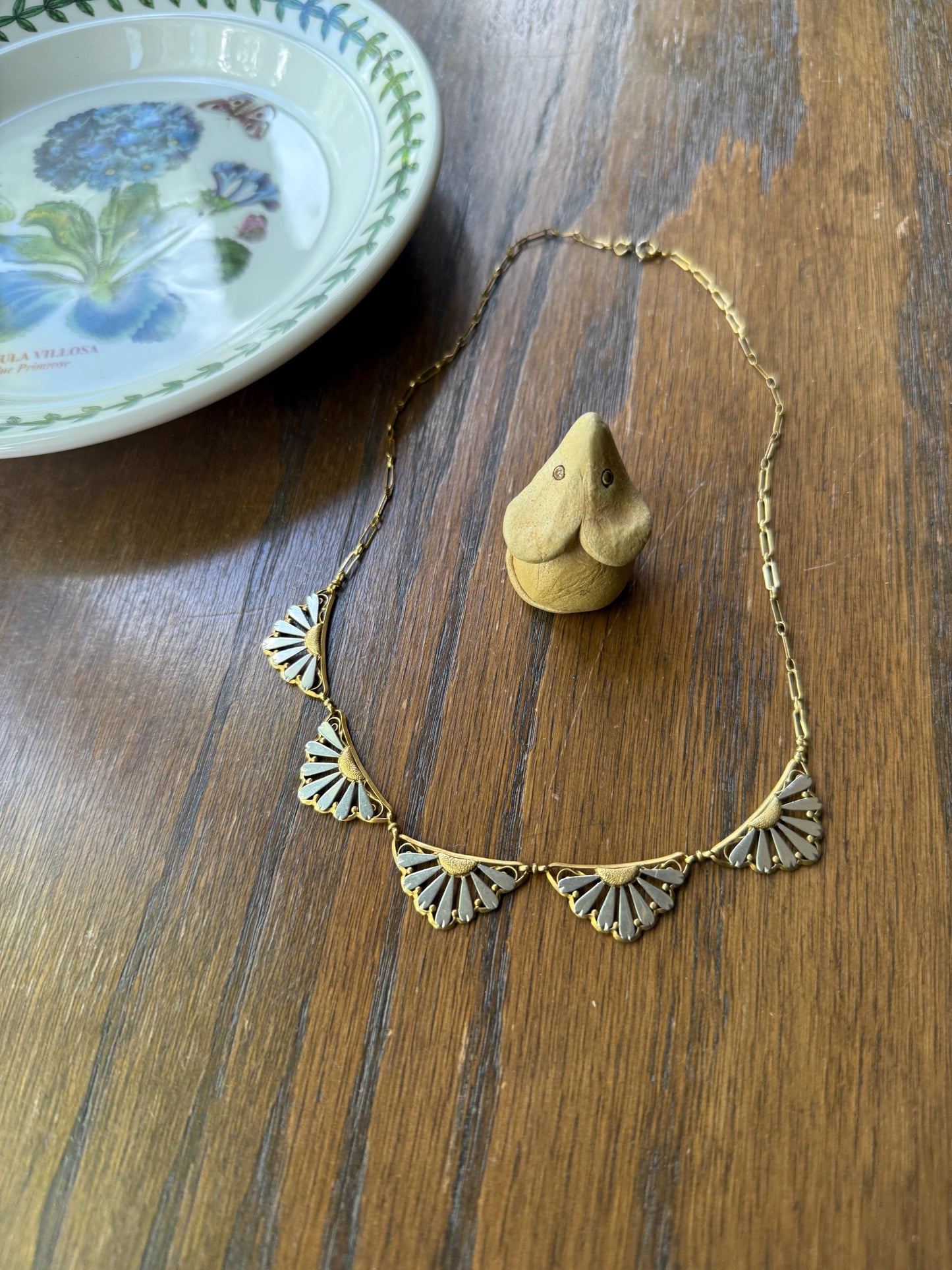 DAISIES French Art Deco Antique 18k Gold Floral Necklace Drapery Chain Collar Flower Pendants Love Gift Bridal Something Old Belle Epoque