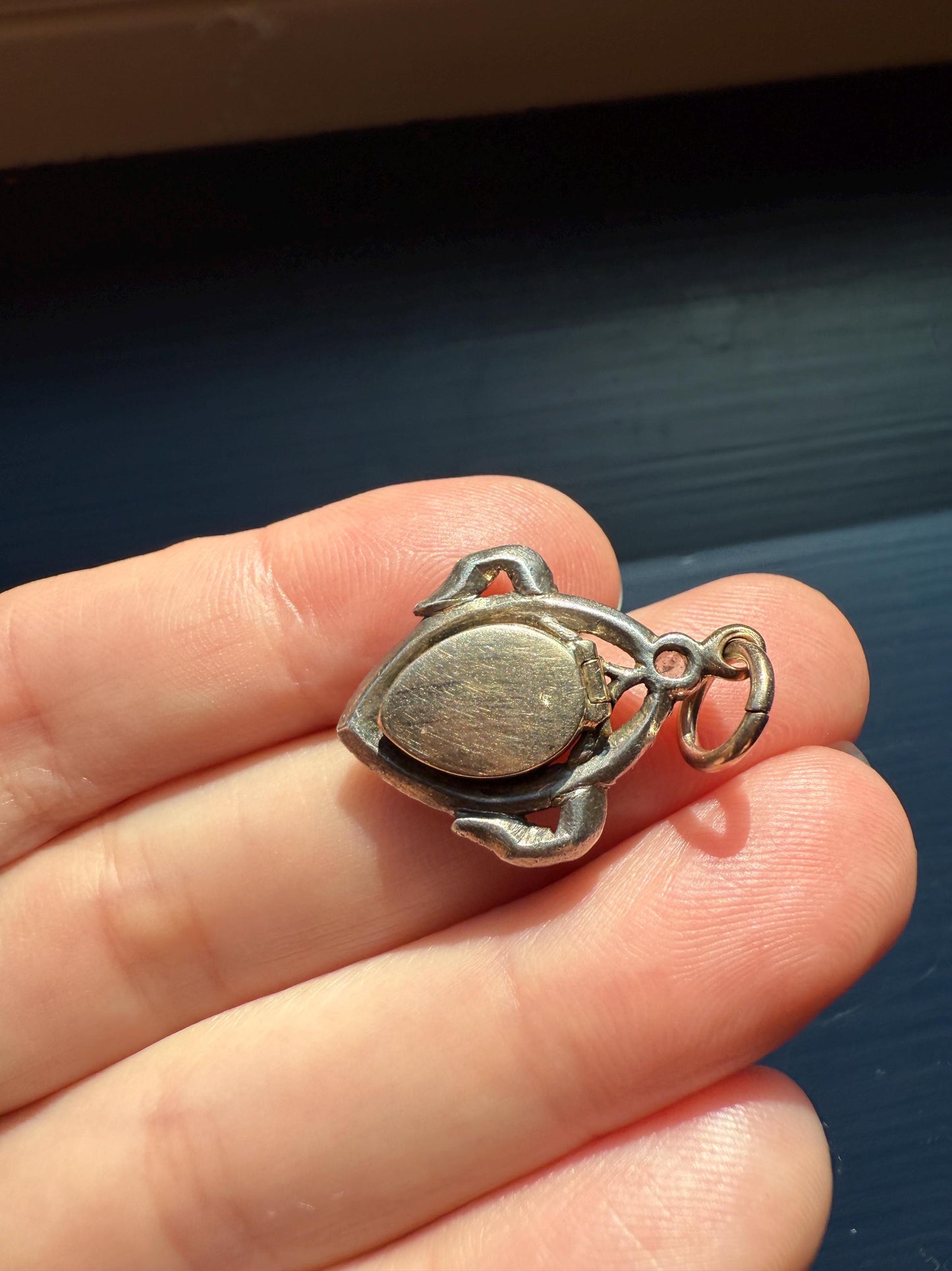 GEORGIAN Antique Bowed HEART Garland Halo Locket Back Pendant 10k Gold Silver Moonstone Rose Cut DIAMOND Magnifier Gift Figural Victorian