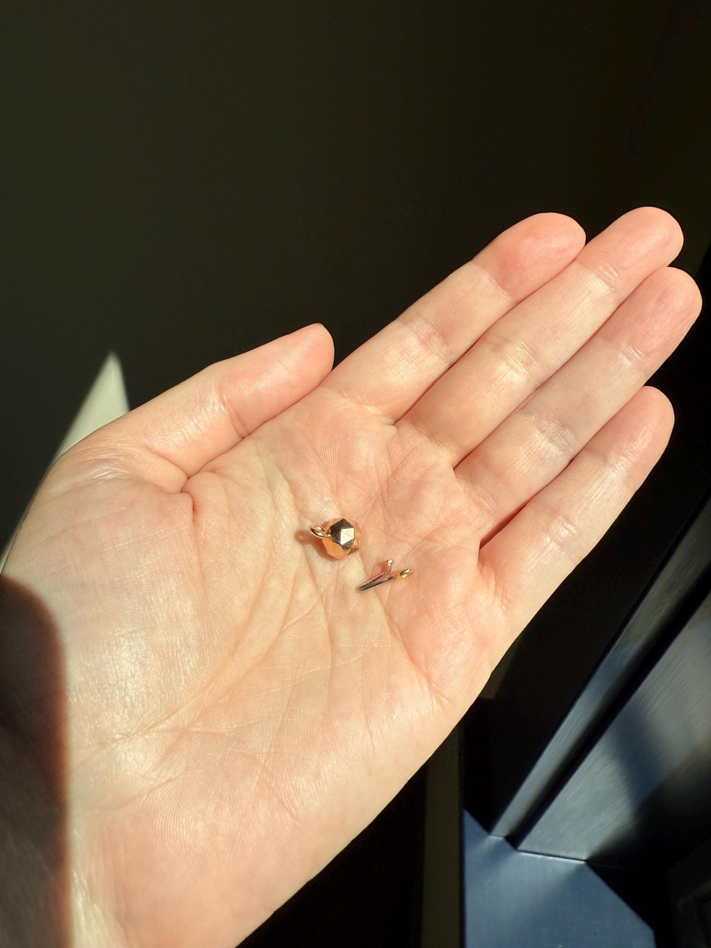 Faceted Gold Ball Bead CLASP Pendant 18k Rose Gold Antique New Old Parts Necklace EXTENDER Connector Findings Neckmess Neckstack 3 Avail